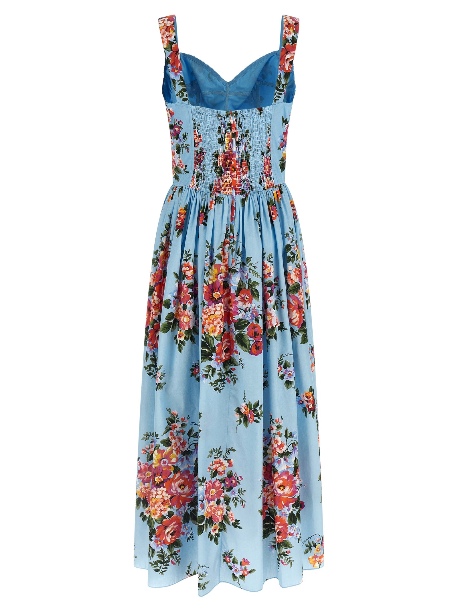 Dolce & Gabbana Blue Cotton Long Dress Dolce & Gabbana