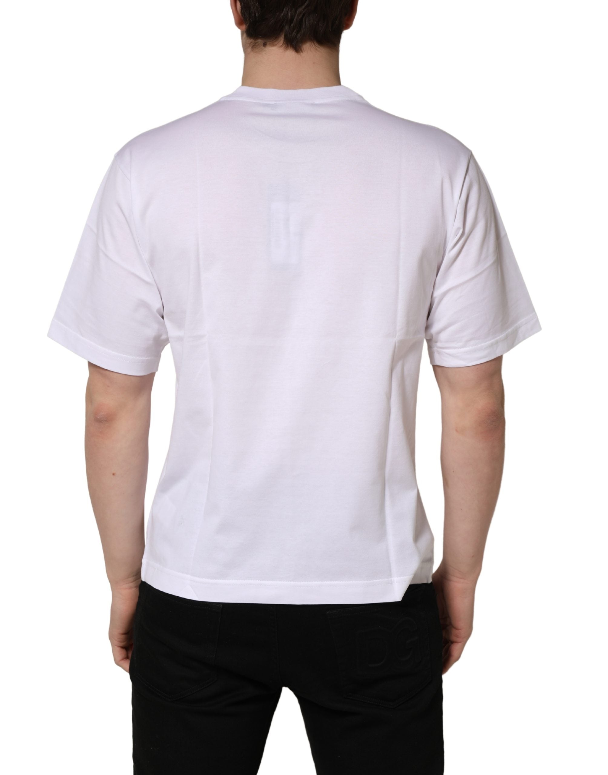 Dolce & Gabbana White Metal DG Logo Cotton Short Sleeves T-shirt Dolce & Gabbana