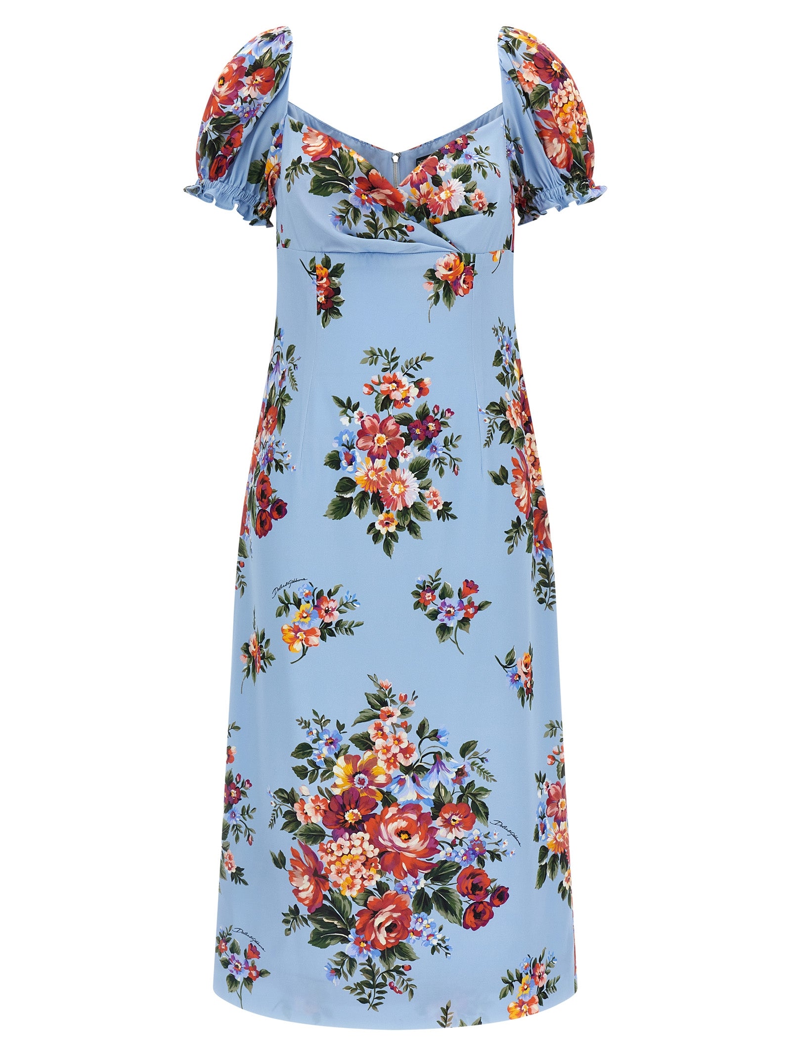 Dolce & Gabbana Blue Silk Midi Dress Dolce & Gabbana