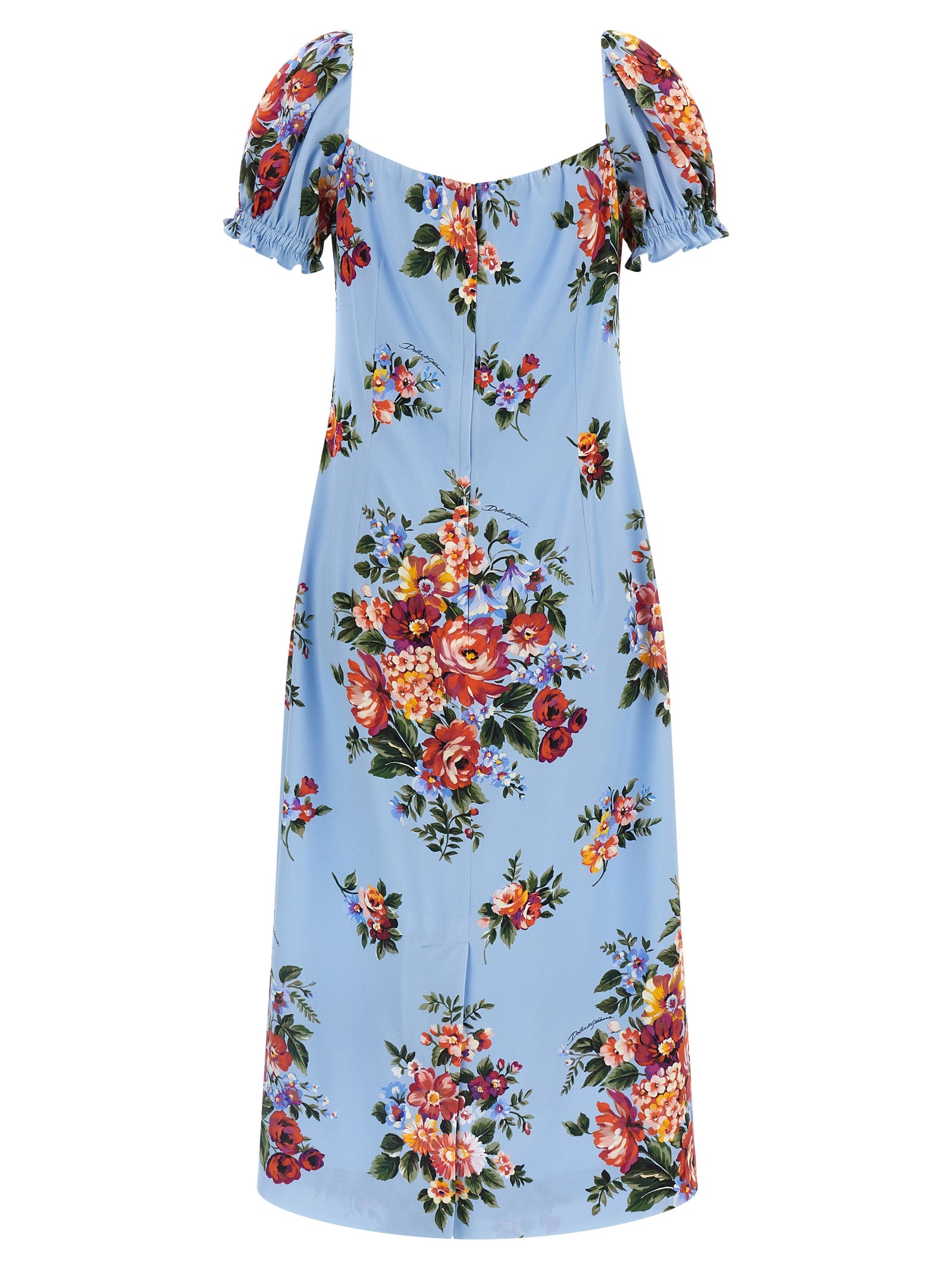 Dolce & Gabbana Blue Silk Midi Dress Dolce & Gabbana