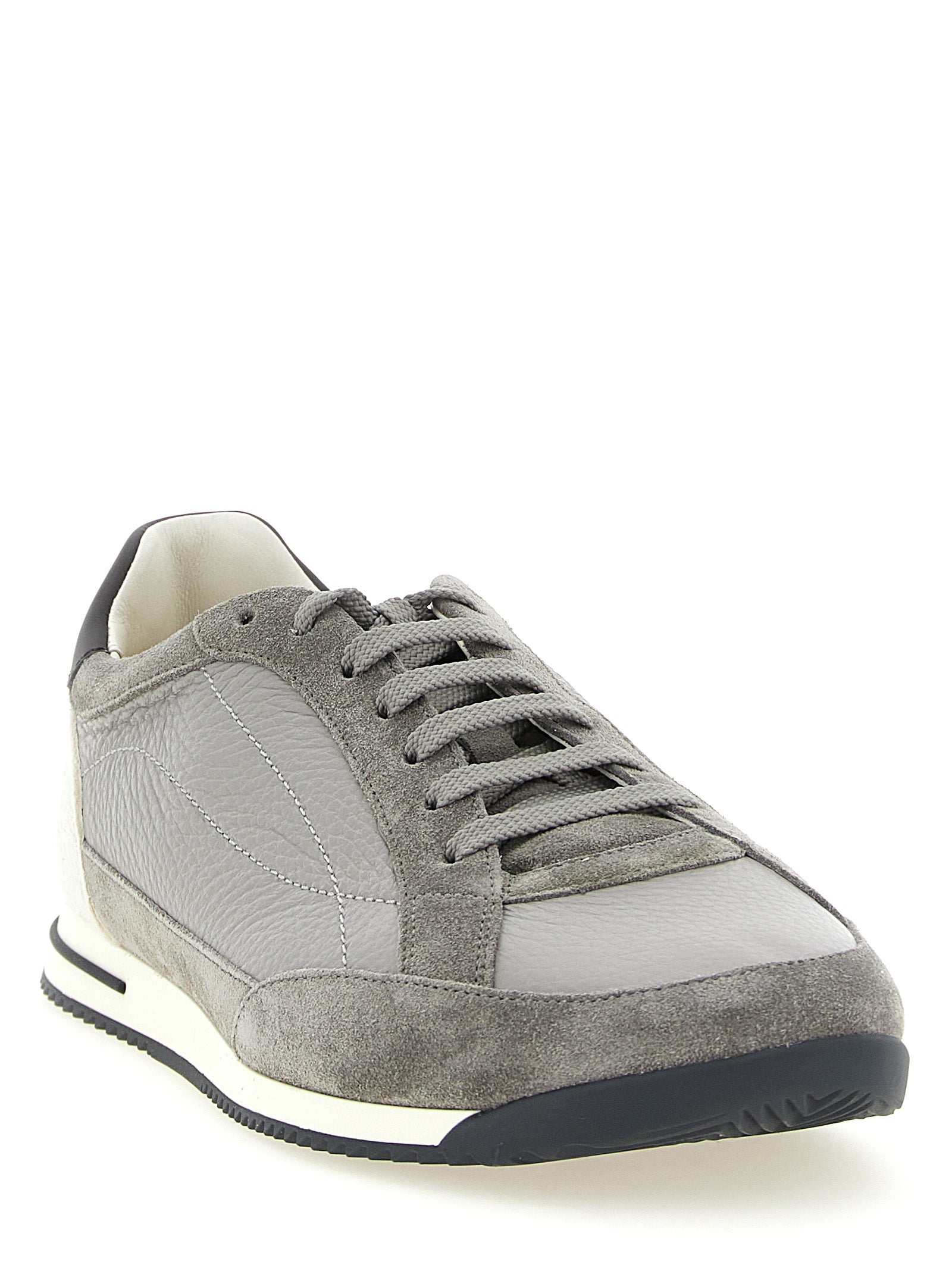 Brunello Cucinelli Gray Nubuc Leather Sneakers Brunello Cucinelli