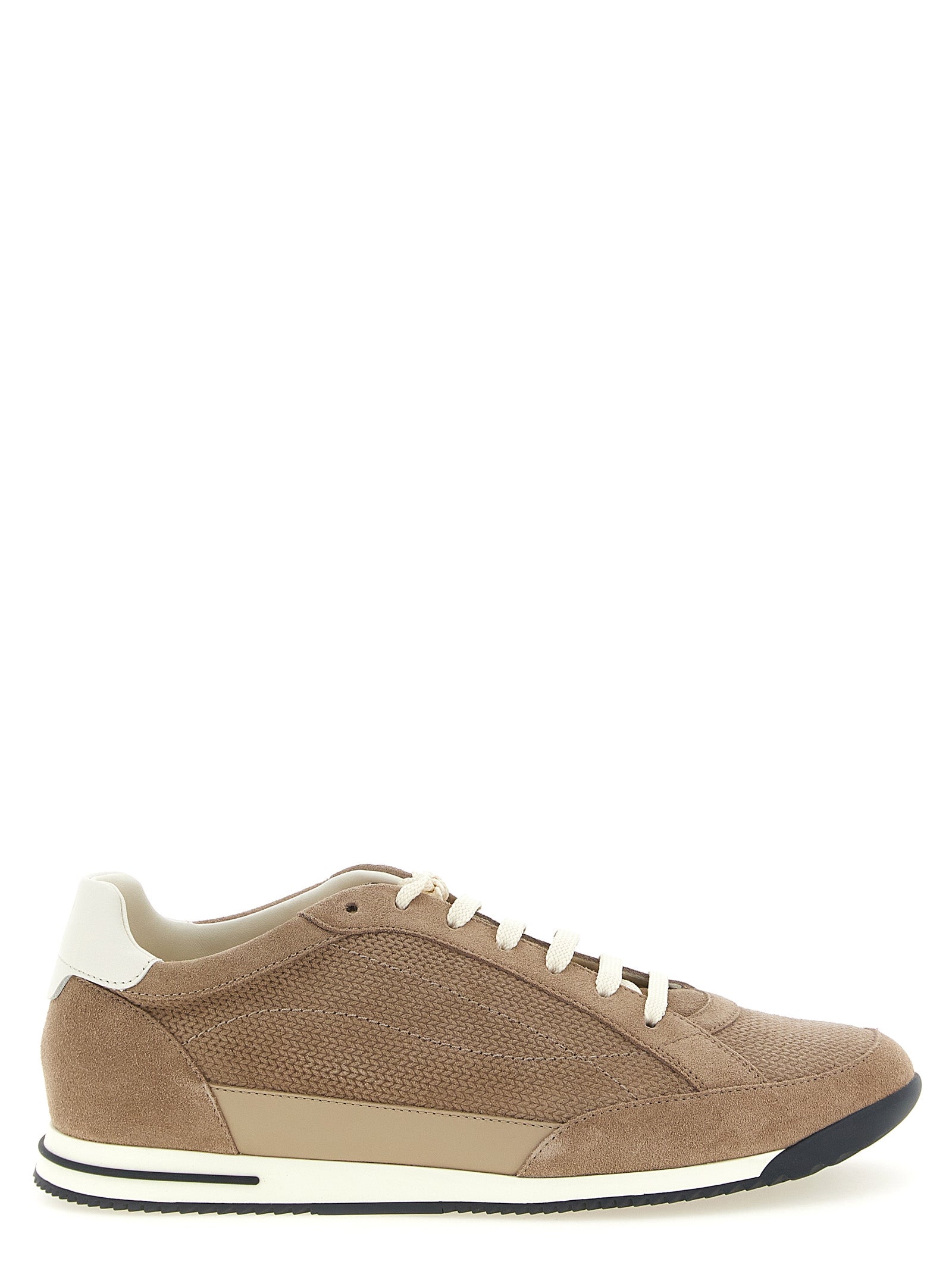 Brunello Cucinelli Beige Calfskin Low Top Sneakers Brunello Cucinelli
