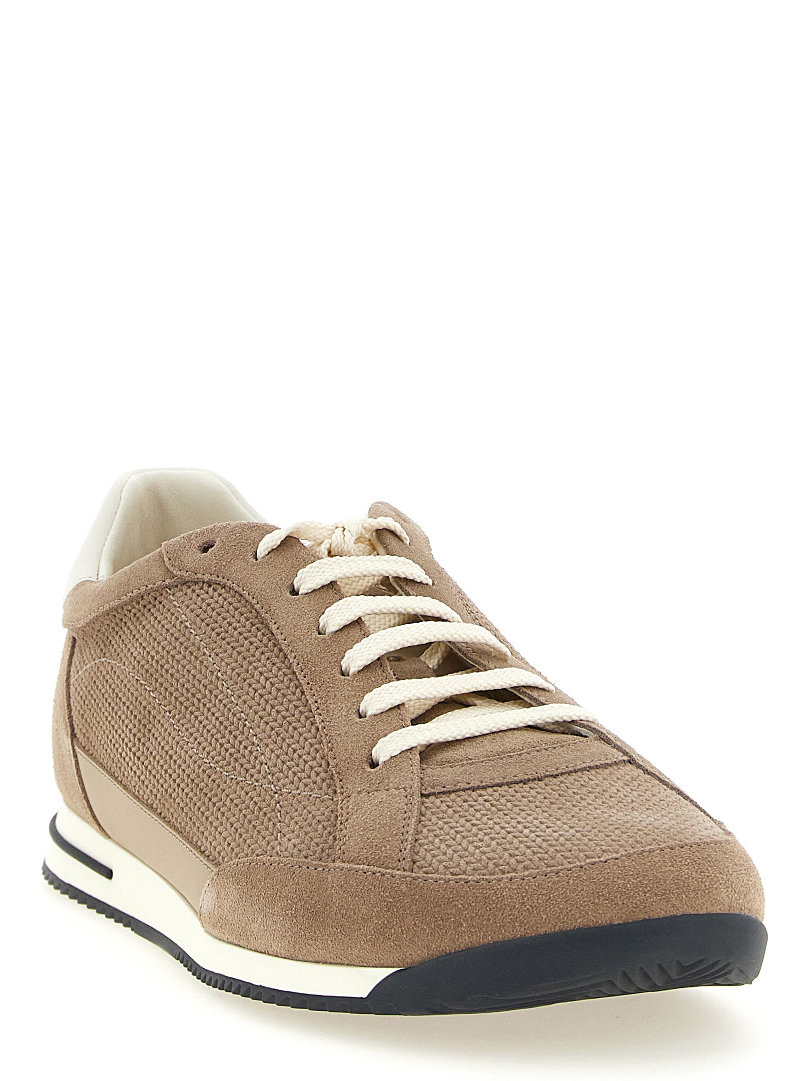 Brunello Cucinelli Beige Calfskin Low Top Sneakers Brunello Cucinelli