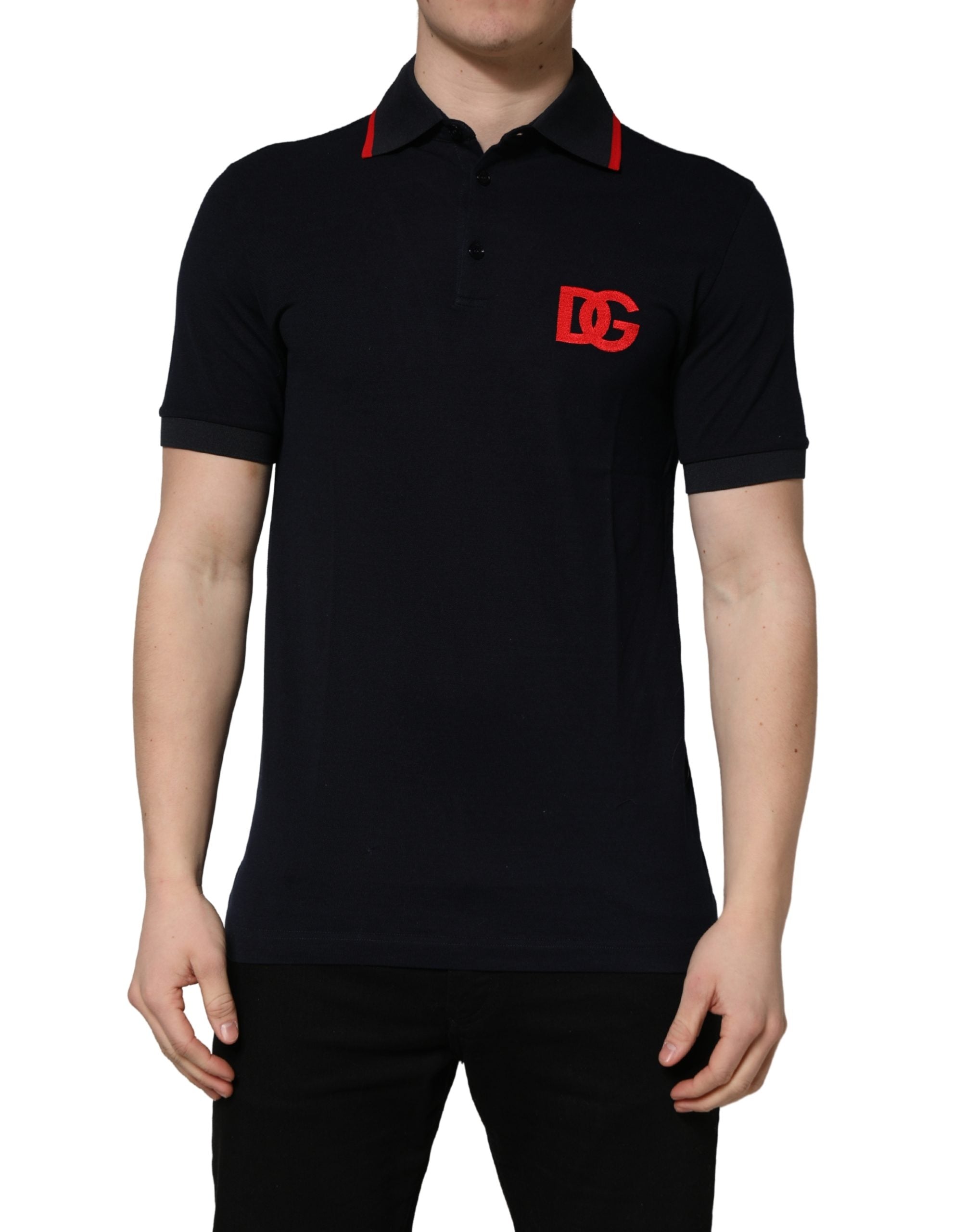 Dolce & Gabbana Black DG Logo Print Short Sleeve Polo T-shirt Dolce & Gabbana