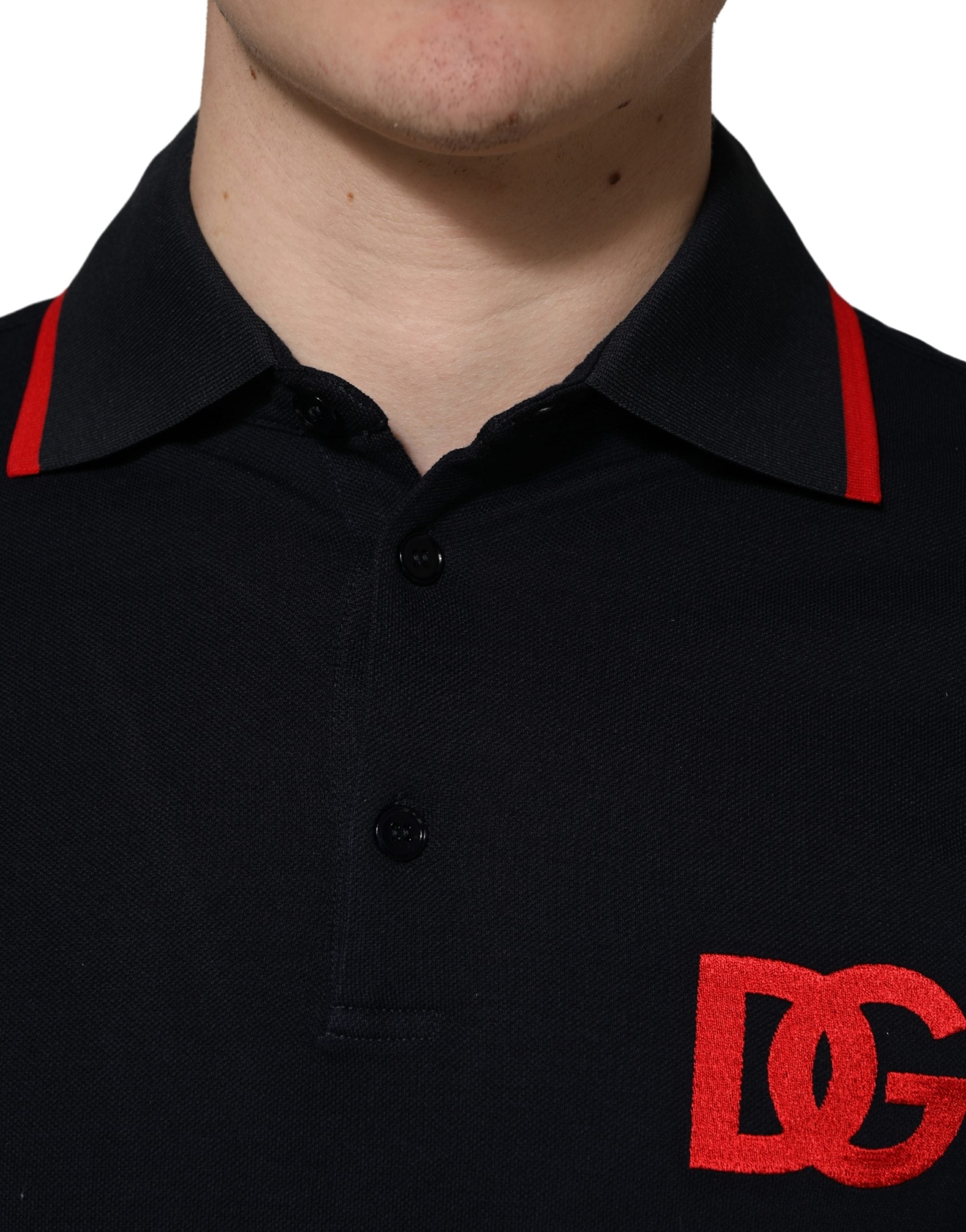 Dolce & Gabbana Black DG Logo Print Short Sleeve Polo T-shirt Dolce & Gabbana