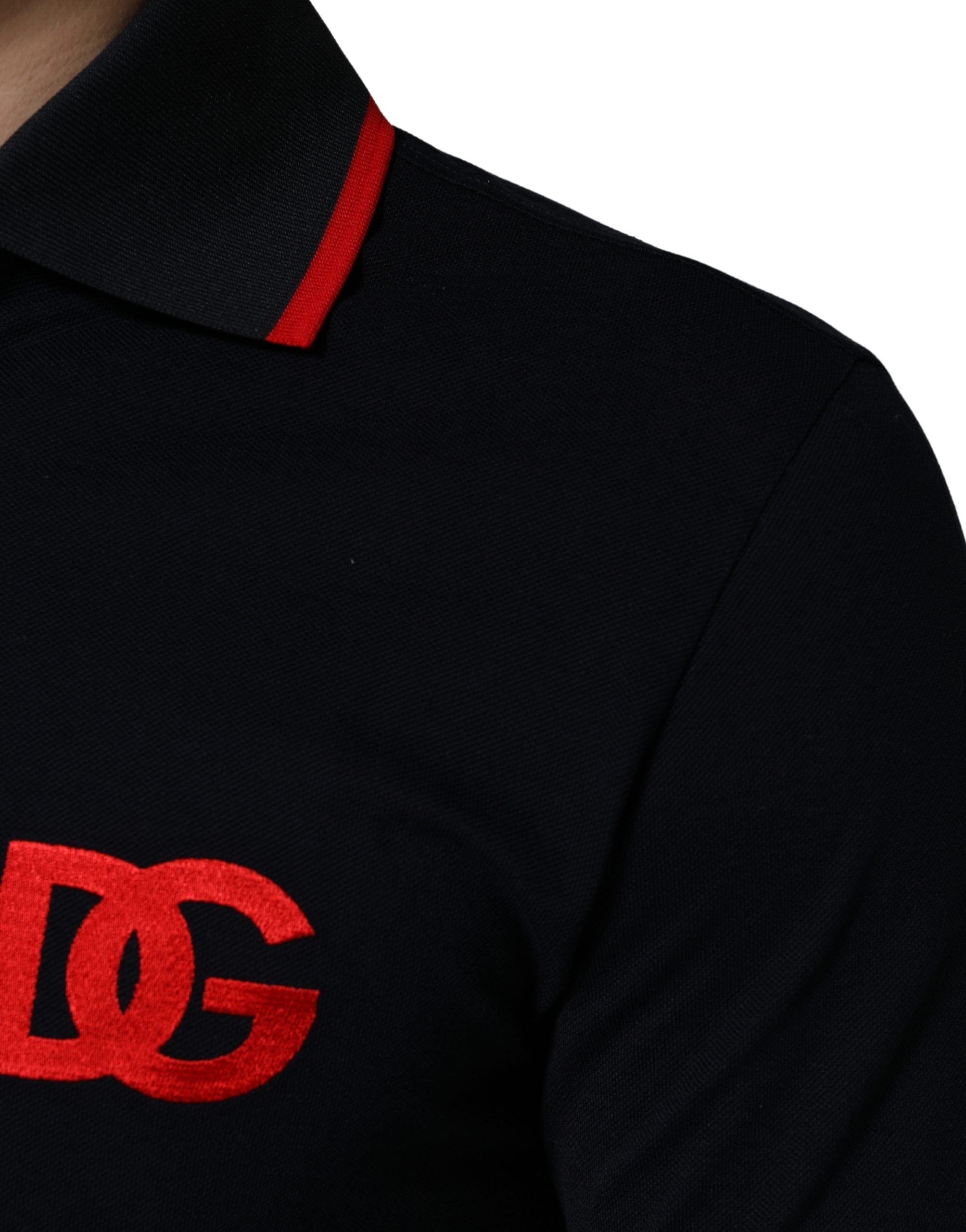 Dolce & Gabbana Black DG Logo Print Short Sleeve Polo T-shirt Dolce & Gabbana
