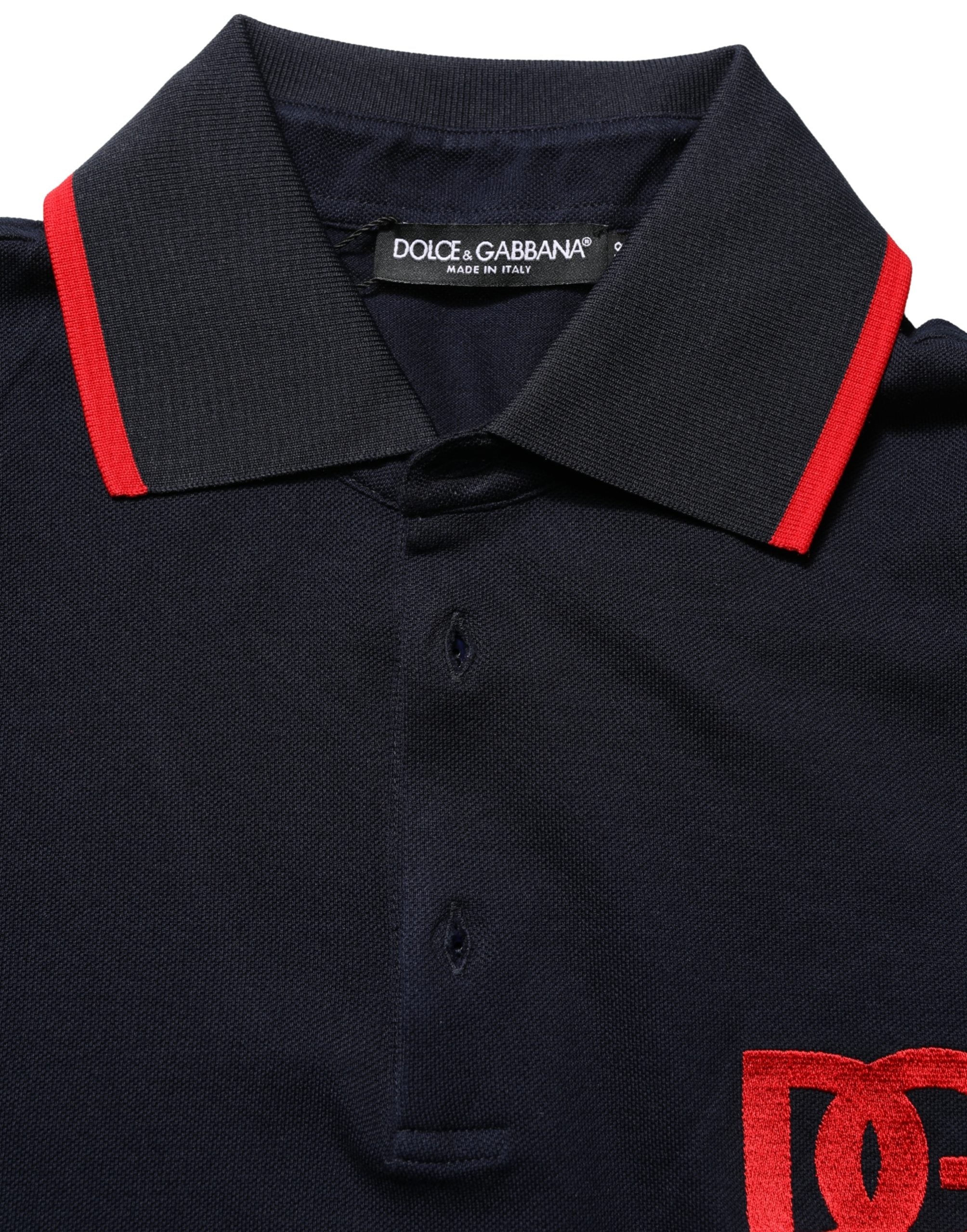 Dolce & Gabbana Black DG Logo Print Short Sleeve Polo T-shirt Dolce & Gabbana