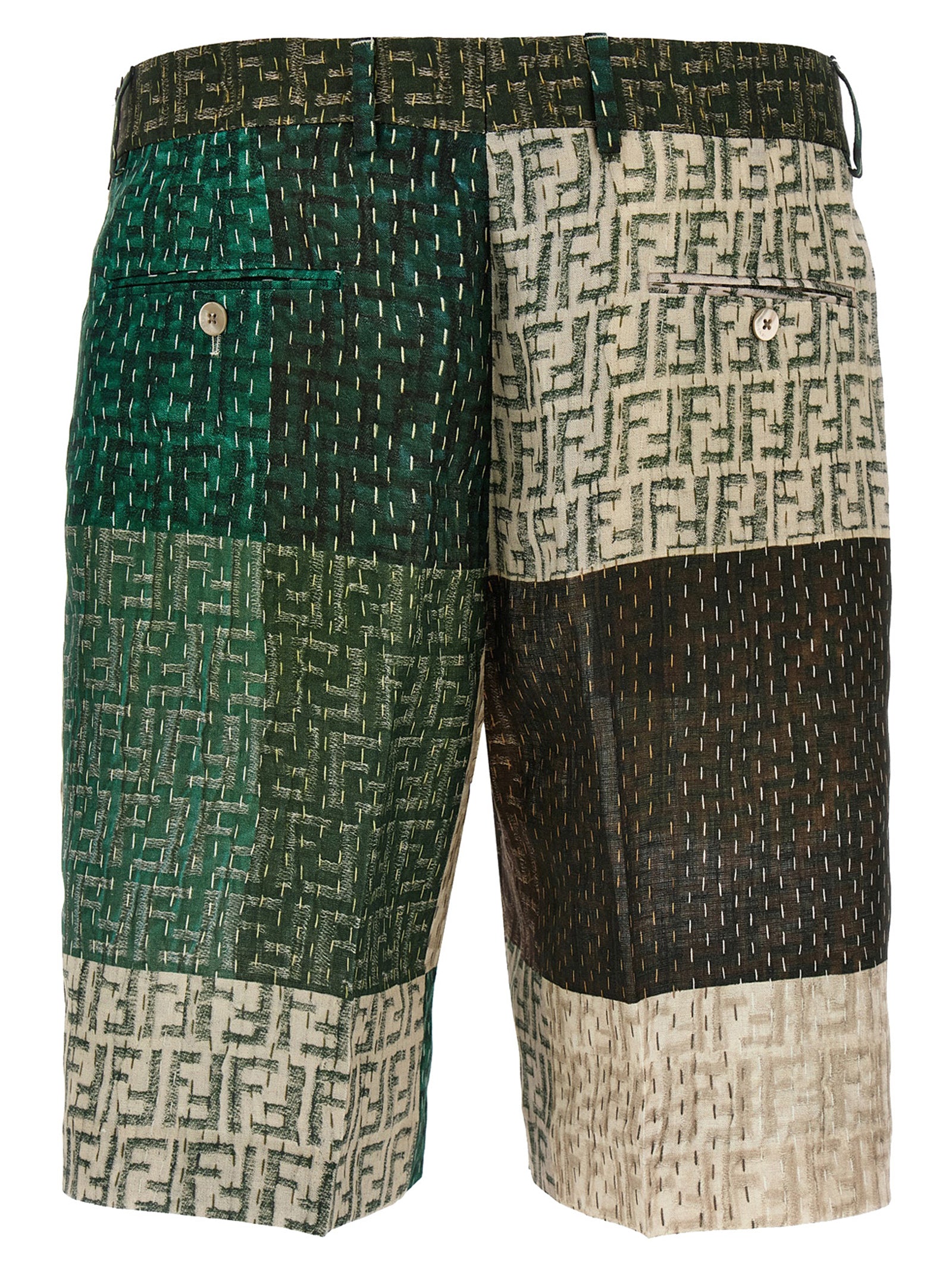 Fendi Multicolor Linen Bermuda Shorts Fendi
