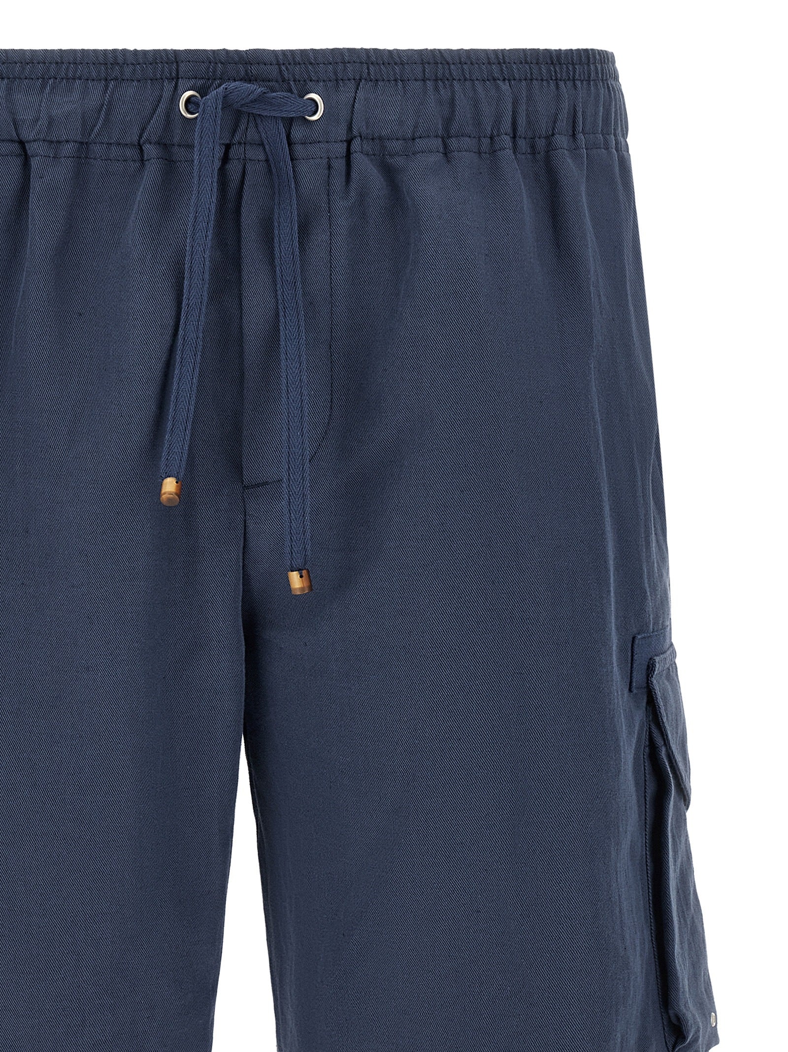 Brunello Cucinelli Blue Linen Bermuda Shorts Brunello Cucinelli