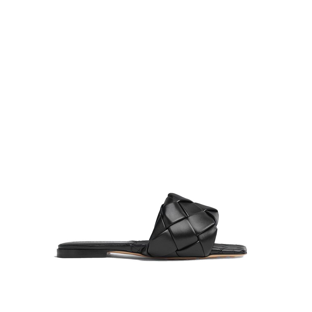 Bottega Veneta Black Lamb Leather Flat Sandals Bottega Veneta
