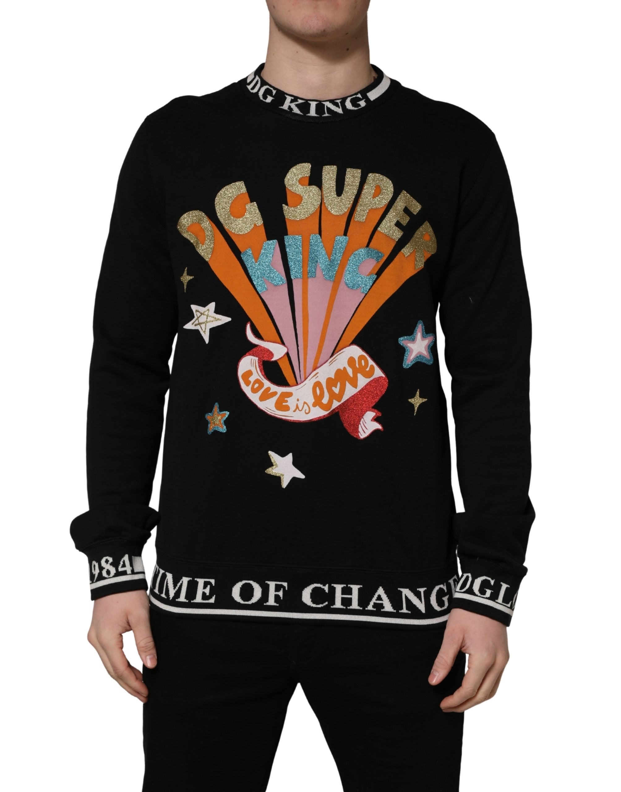Dolce & Gabbana Black Super King Crew Neck Sweatshirt Sweater Dolce & Gabbana