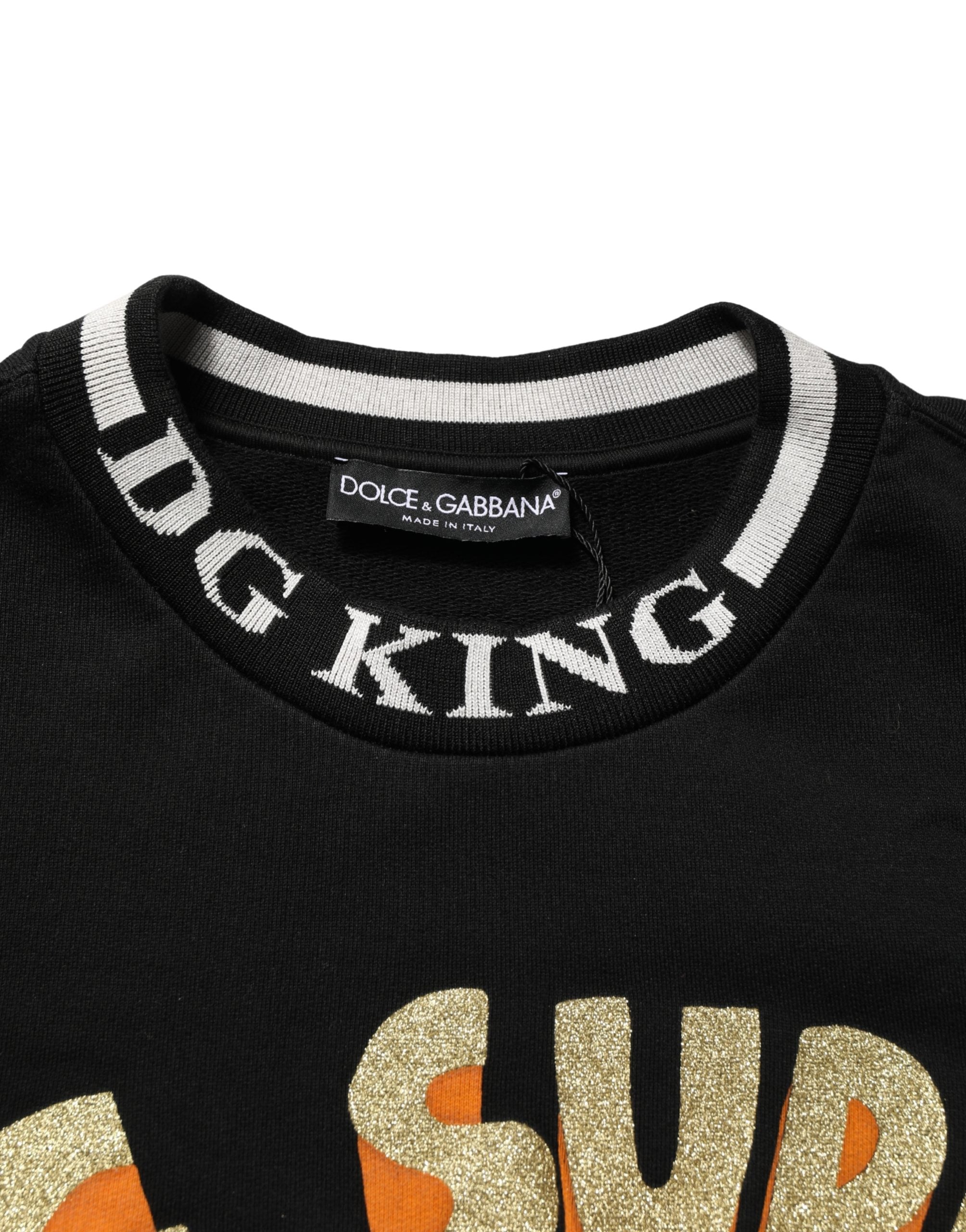 Dolce & Gabbana Black Super King Crew Neck Sweatshirt Sweater Dolce & Gabbana