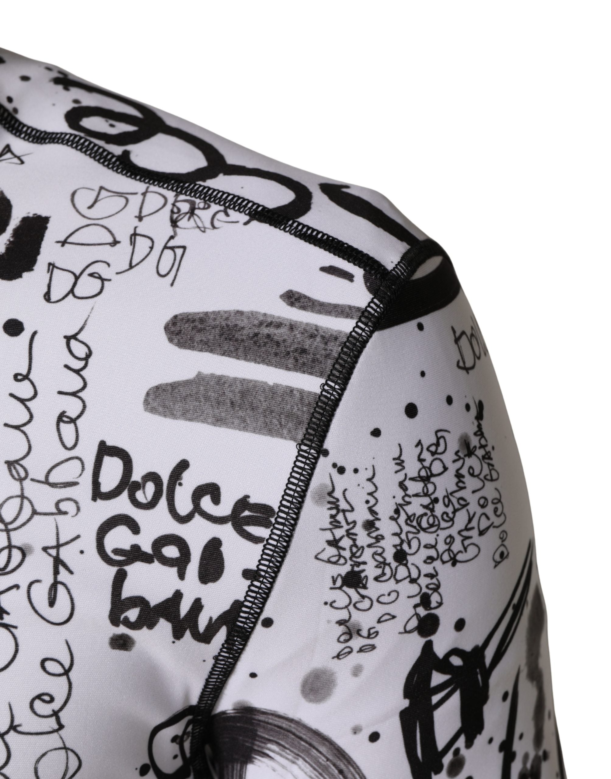 Dolce & Gabbana White Jersey Graffiti Print Balaclava Hood Sweater Dolce & Gabbana