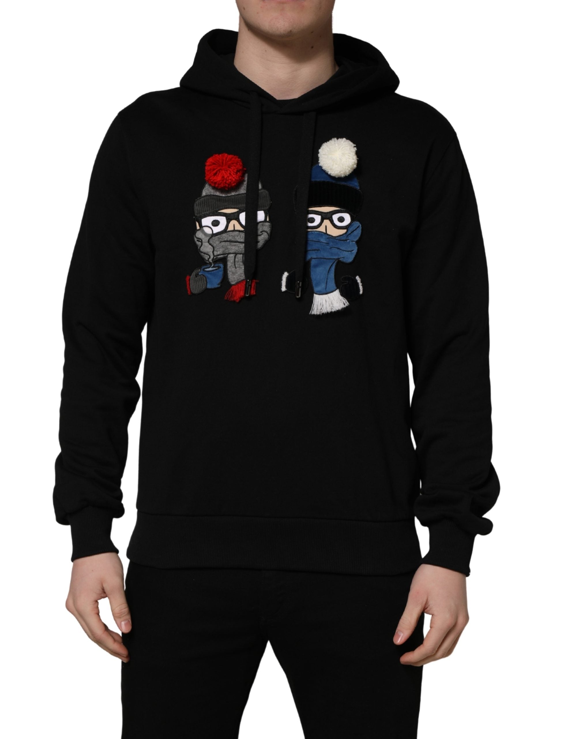 Dolce & Gabbana #dgfamily Black Cotton Hooded Men Sweatshirt Sweater Dolce & Gabbana