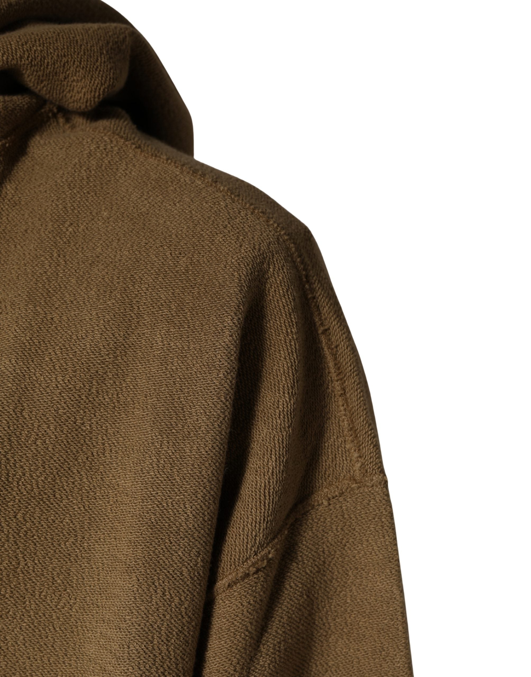 Dolce & Gabbana Brown Cotton Logo Coin Hooded Pullover Sweater Dolce & Gabbana