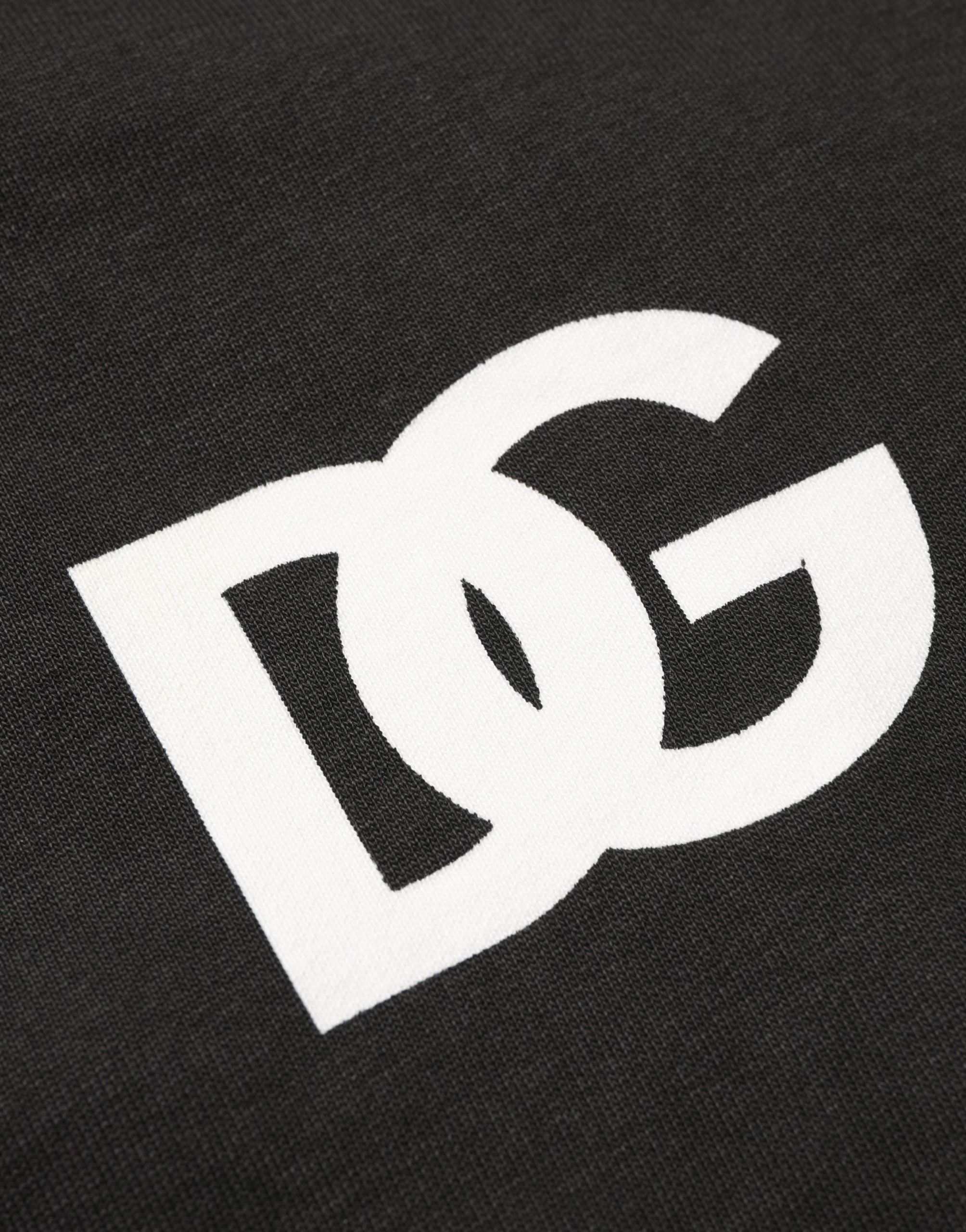Dolce & Gabbana Black Cotton Logo Hooded Full Zip Sweater Dolce & Gabbana