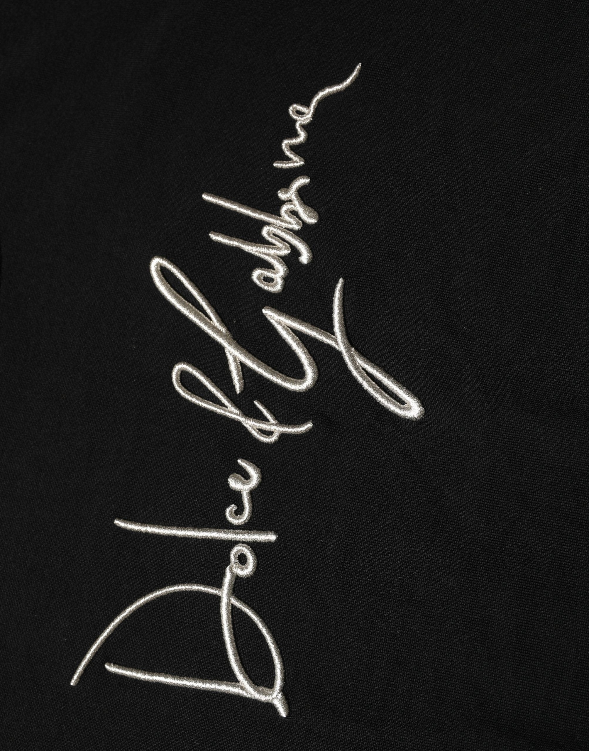 Dolce & Gabbana Black embroidered Logo Crew Neck Pullover Sweater Dolce & Gabbana