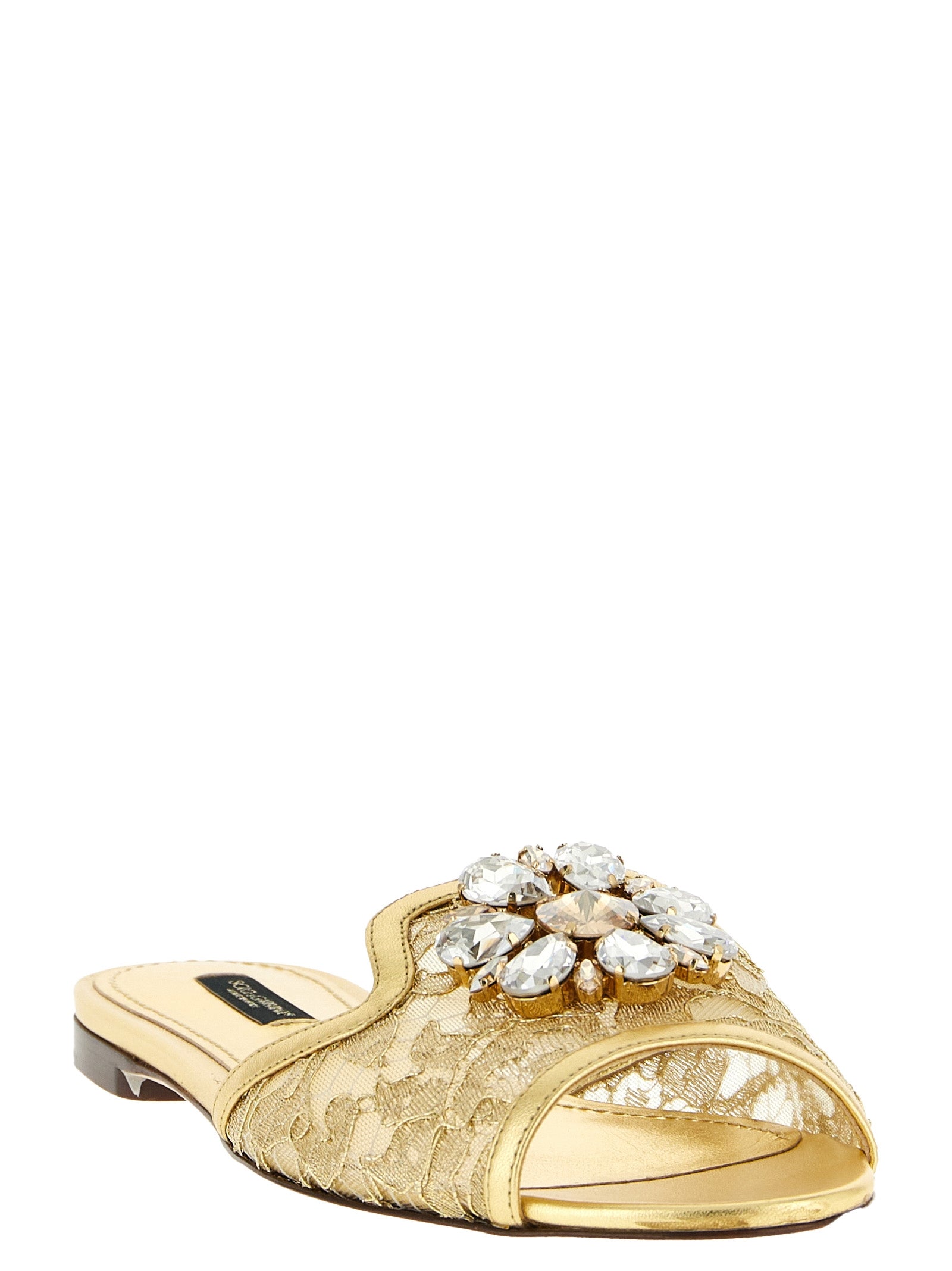 Dolce & Gabbana Gold Polyamide Slides Dolce & Gabbana