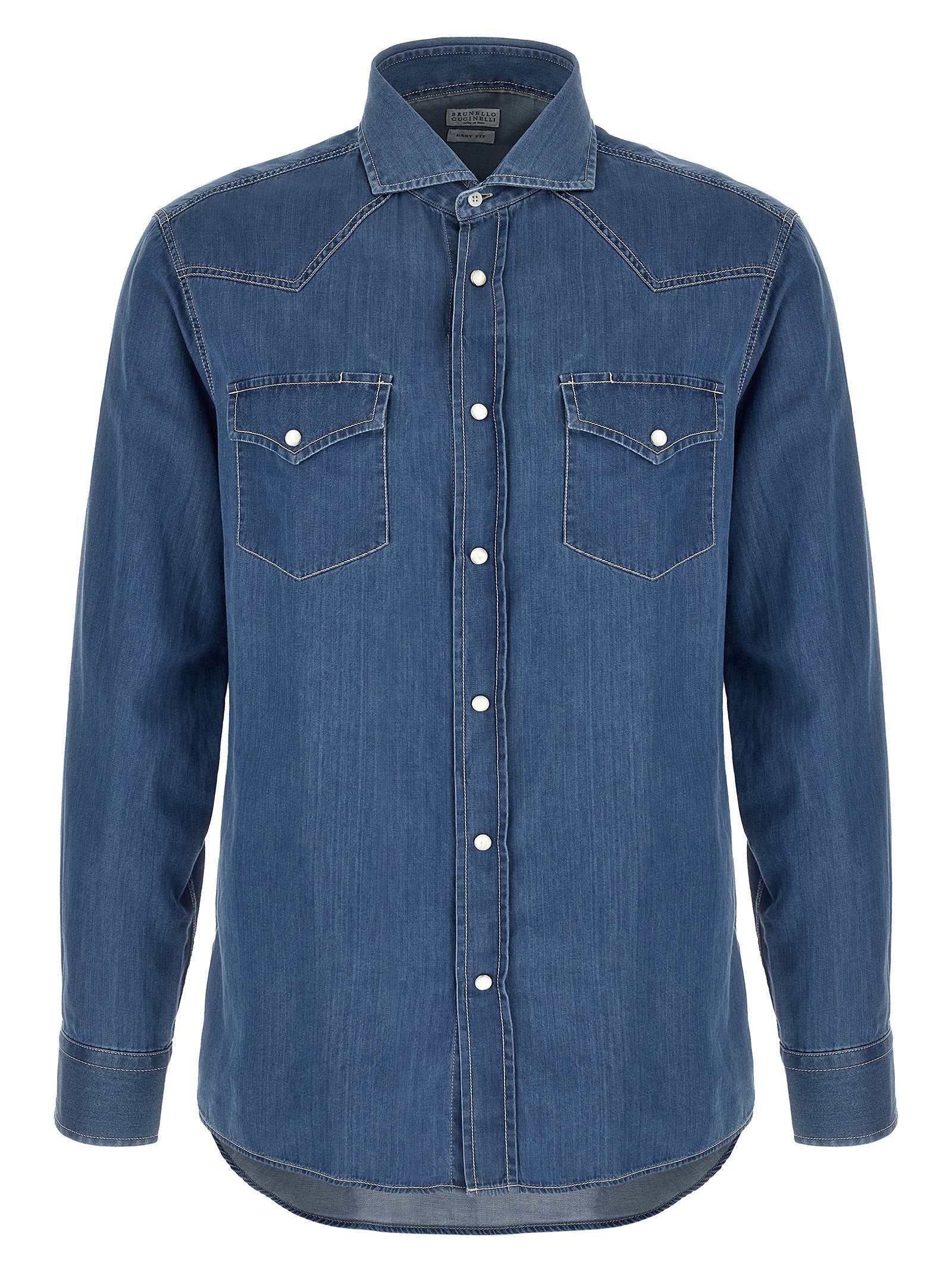 Brunello Cucinelli Blue Cotton Blouse Brunello Cucinelli