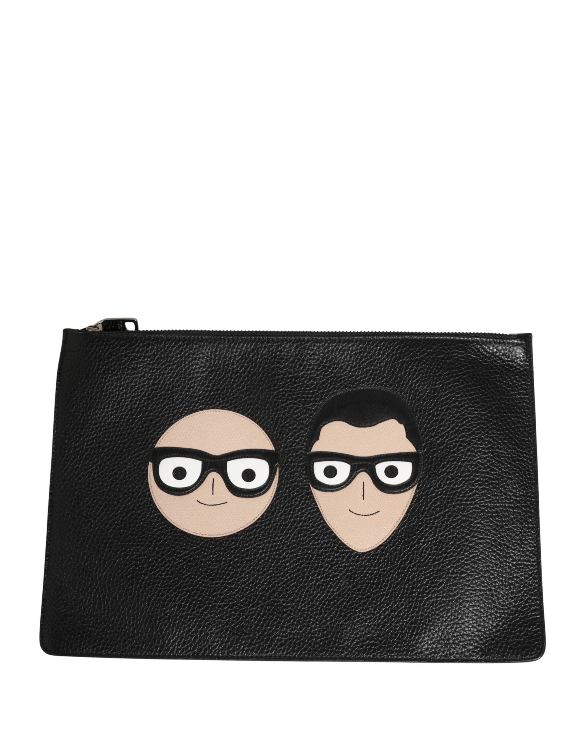 Dolce & Gabbana Black #DGFamily Embellished Leather Clutch Borse Bag Dolce & Gabbana