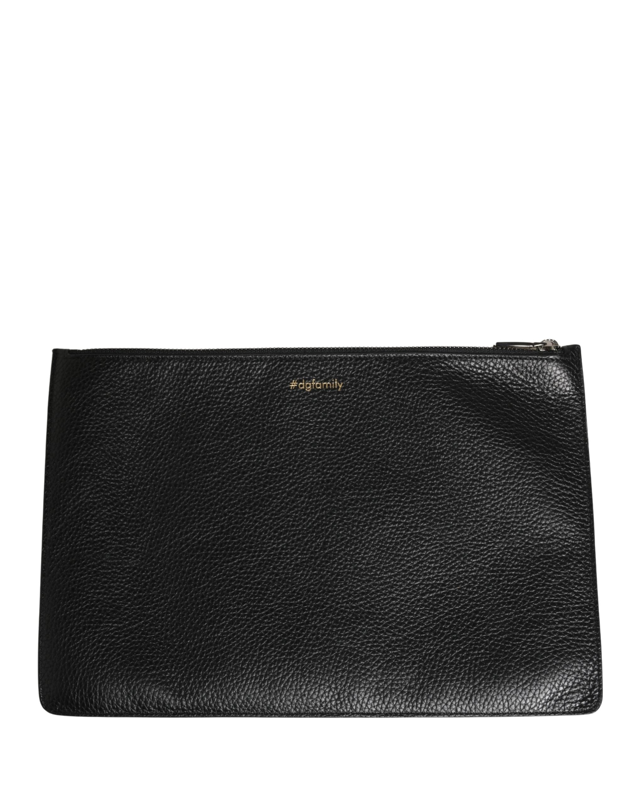 Dolce & Gabbana Black #DGFamily Embellished Leather Clutch Borse Bag Dolce & Gabbana