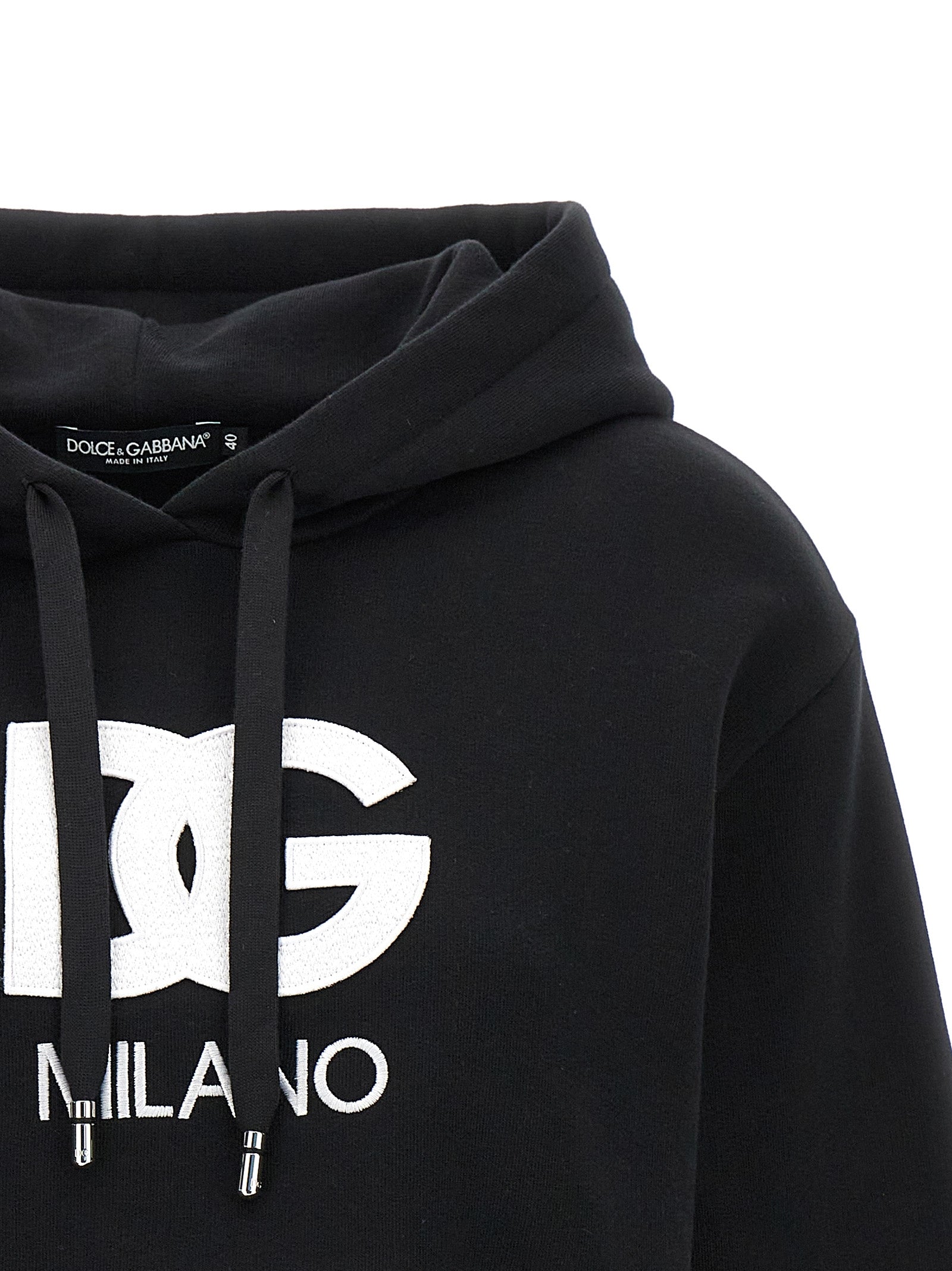 Dolce & Gabbana Black Cotton Hoodie Dolce & Gabbana