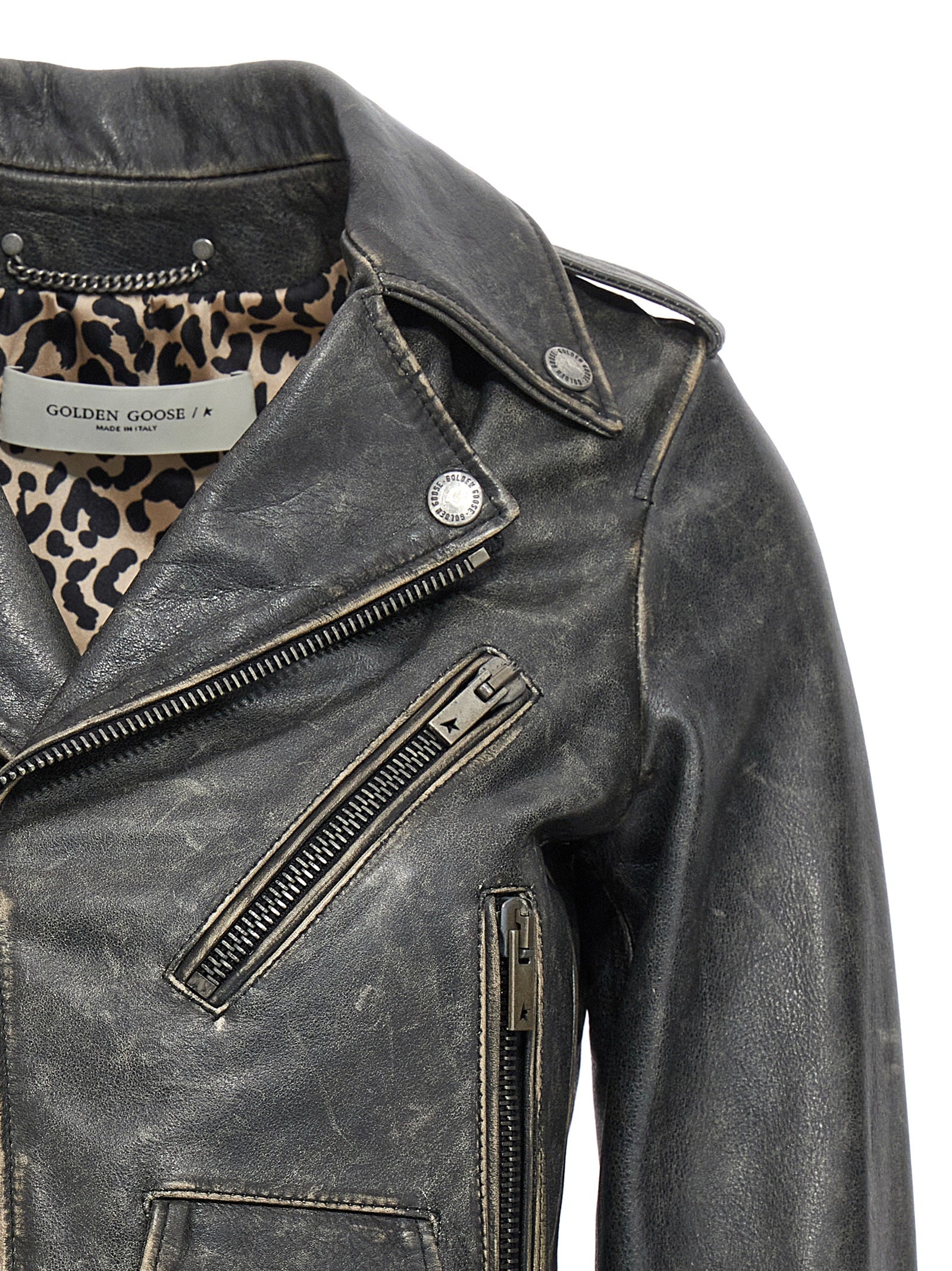 Golden Goose Black Cowhide Leather Jacket Golden Goose