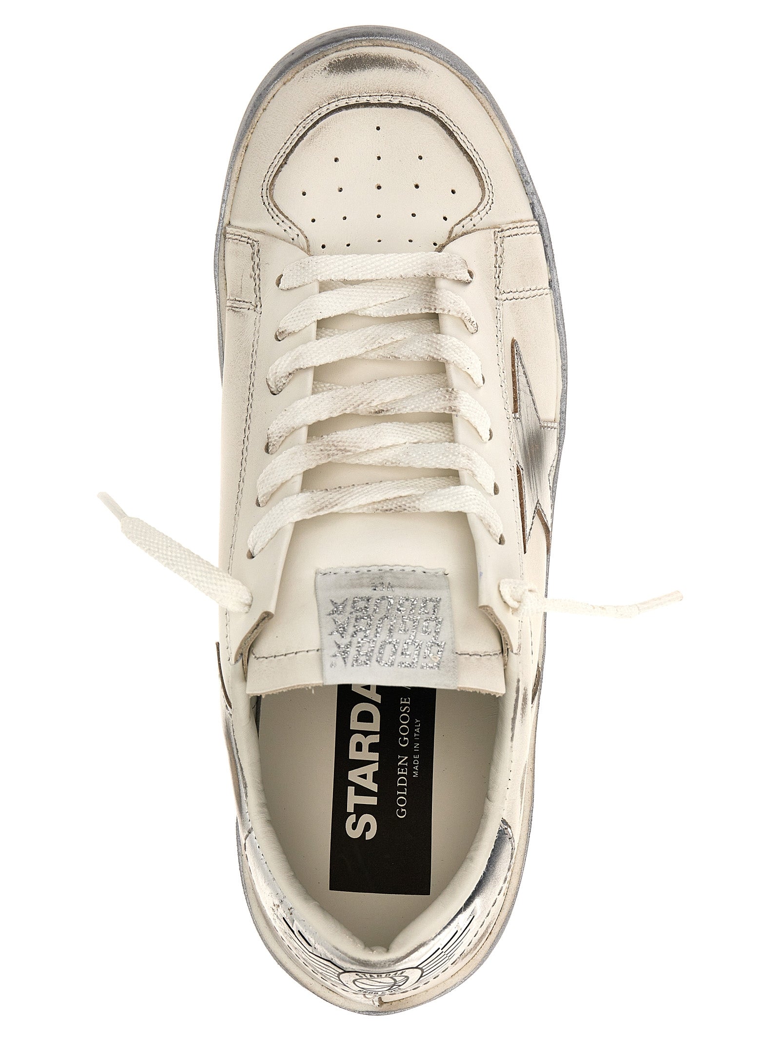 Golden Goose Silver Cowhide Athletic Sneakers Golden Goose