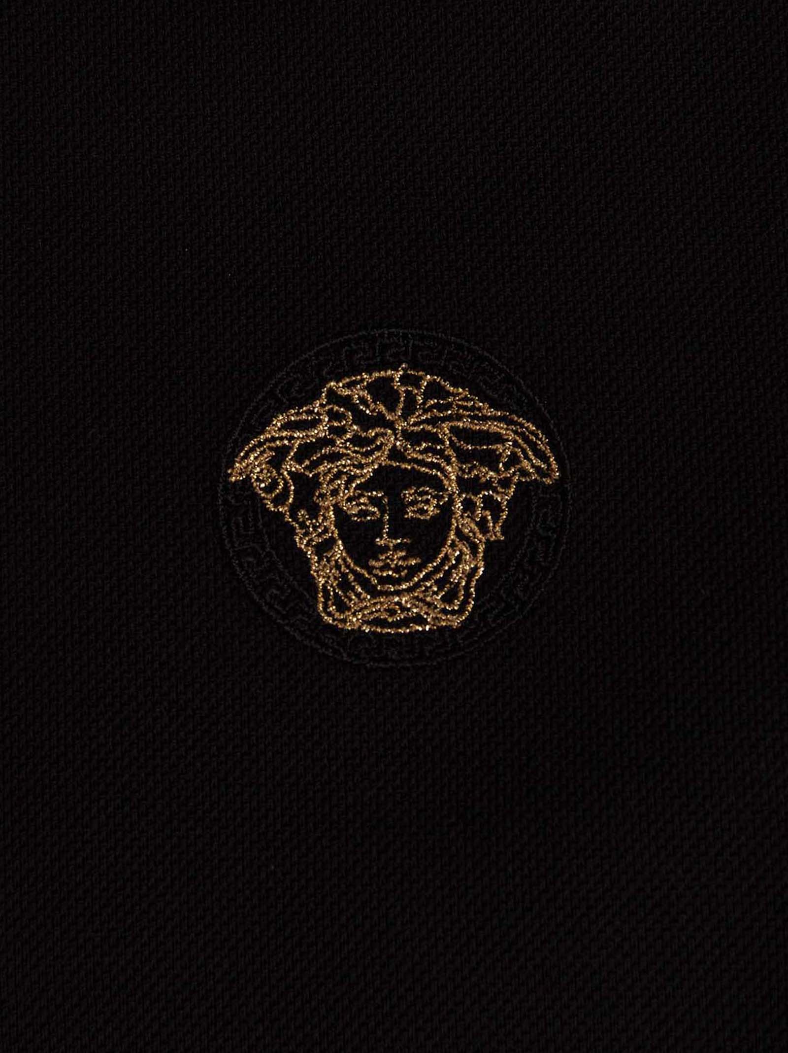 Versace Black Cotton Polo Shirt Versace