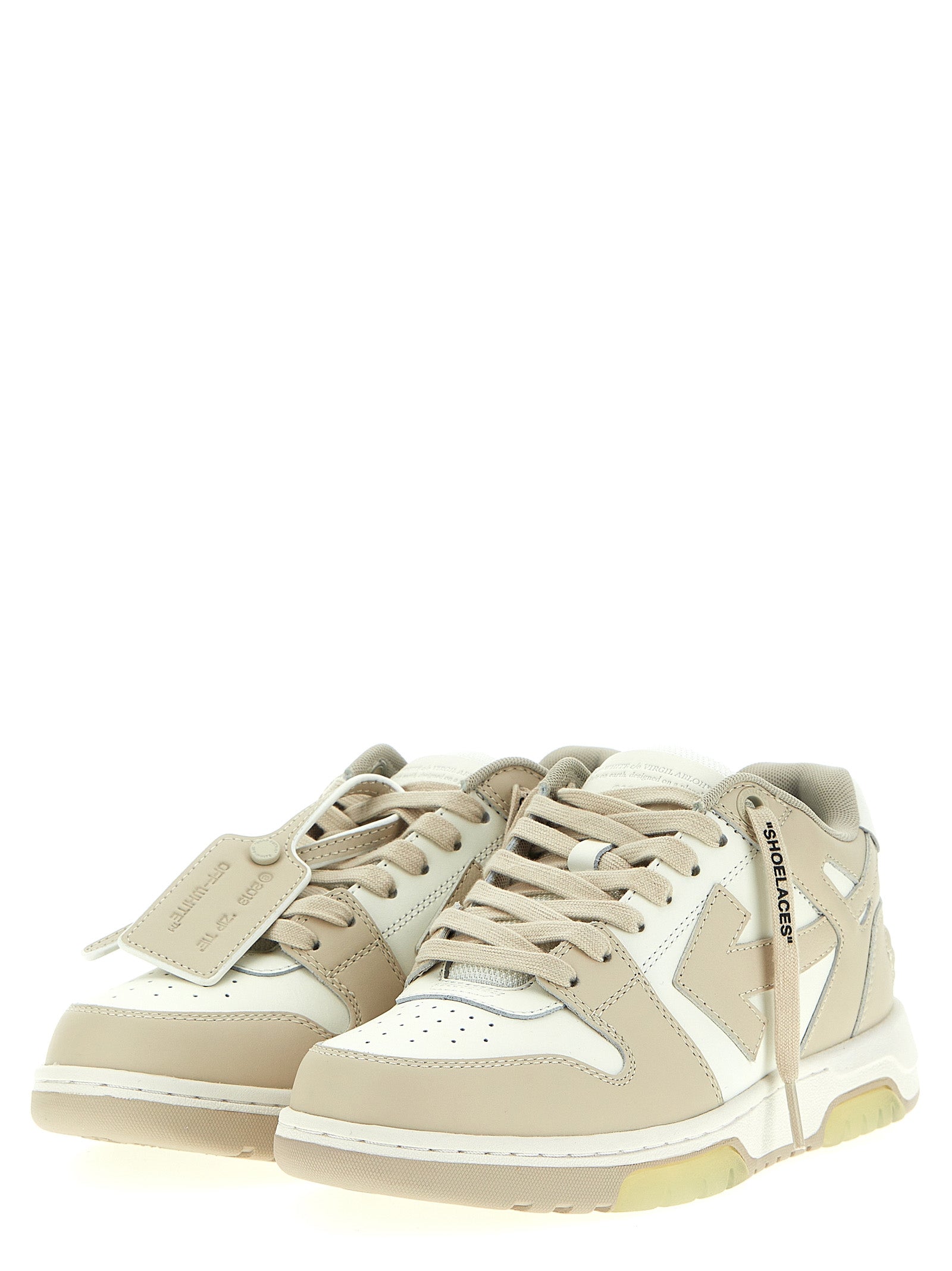 Off-White Beige Calfskin Low Top Sneakers Off-White