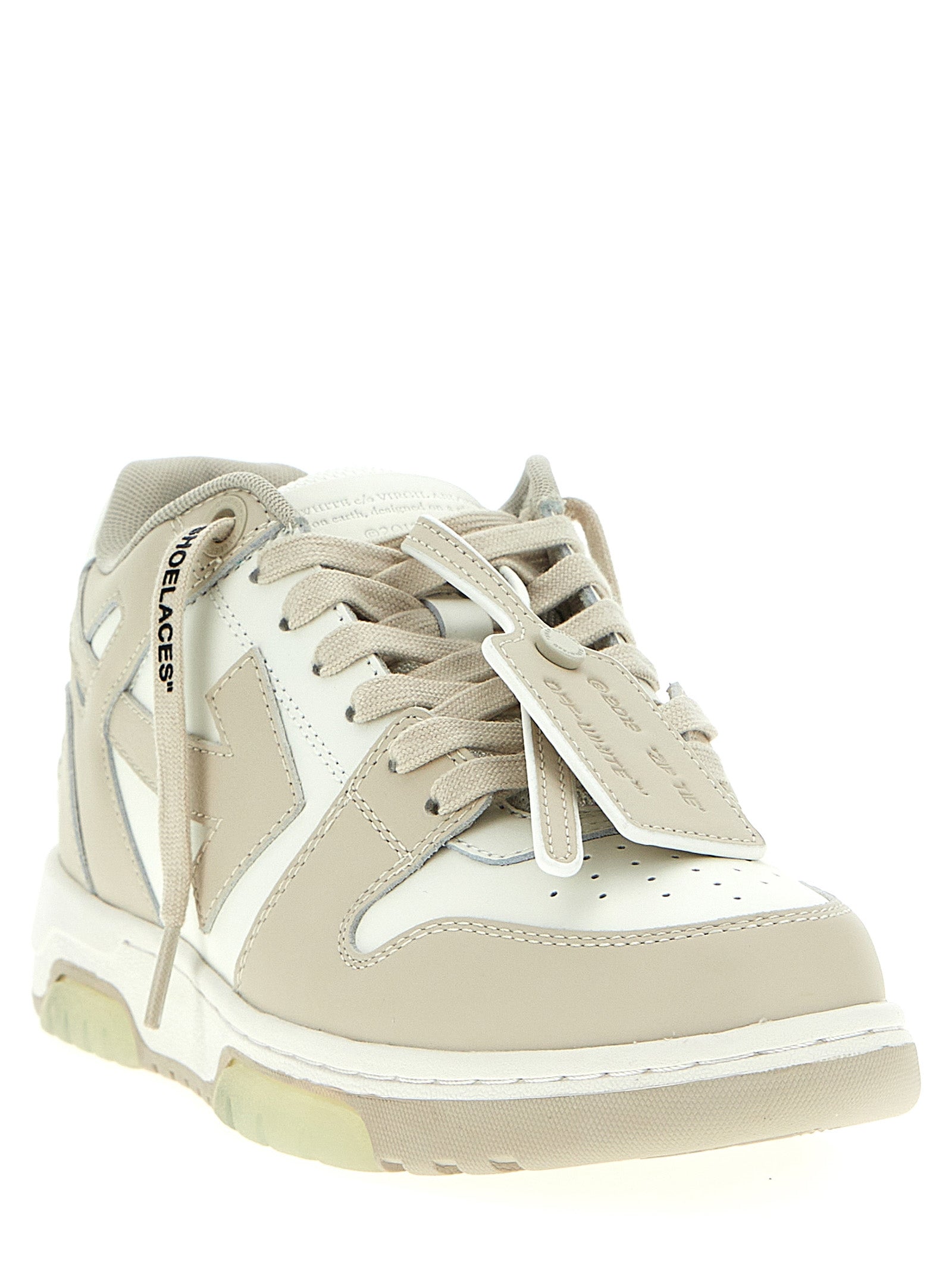 Off-White Beige Calfskin Low Top Sneakers Off-White
