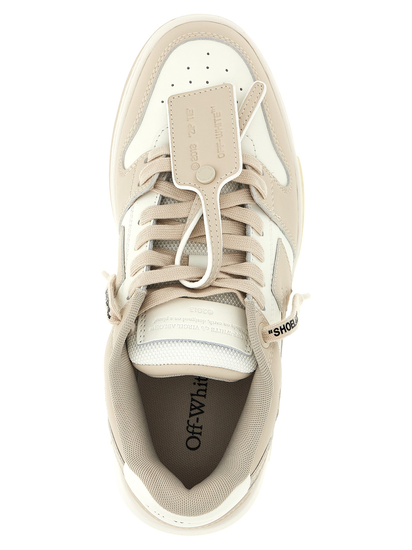 Off-White Beige Calfskin Low Top Sneakers Off-White