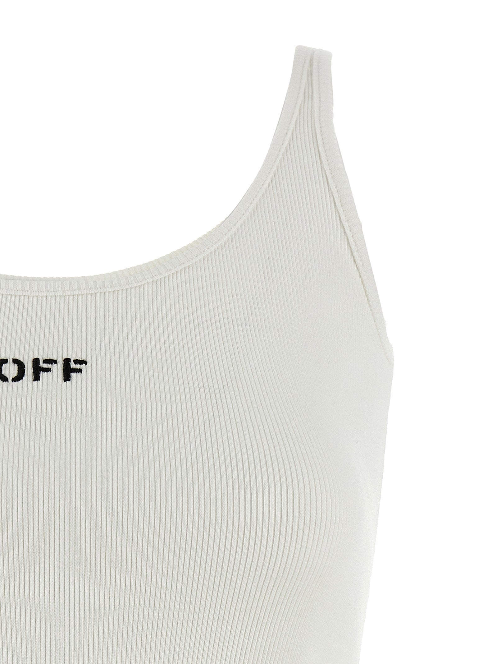 Off-White White Cotton Sleeveles T-Shirt Off-White