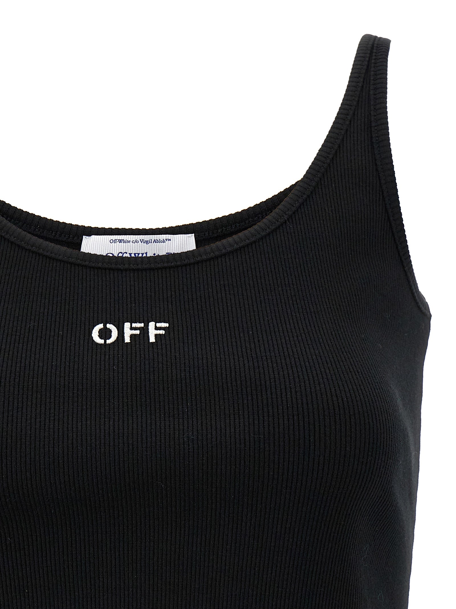 Off-White Black Cotton Sleeveles T-Shirt Off-White