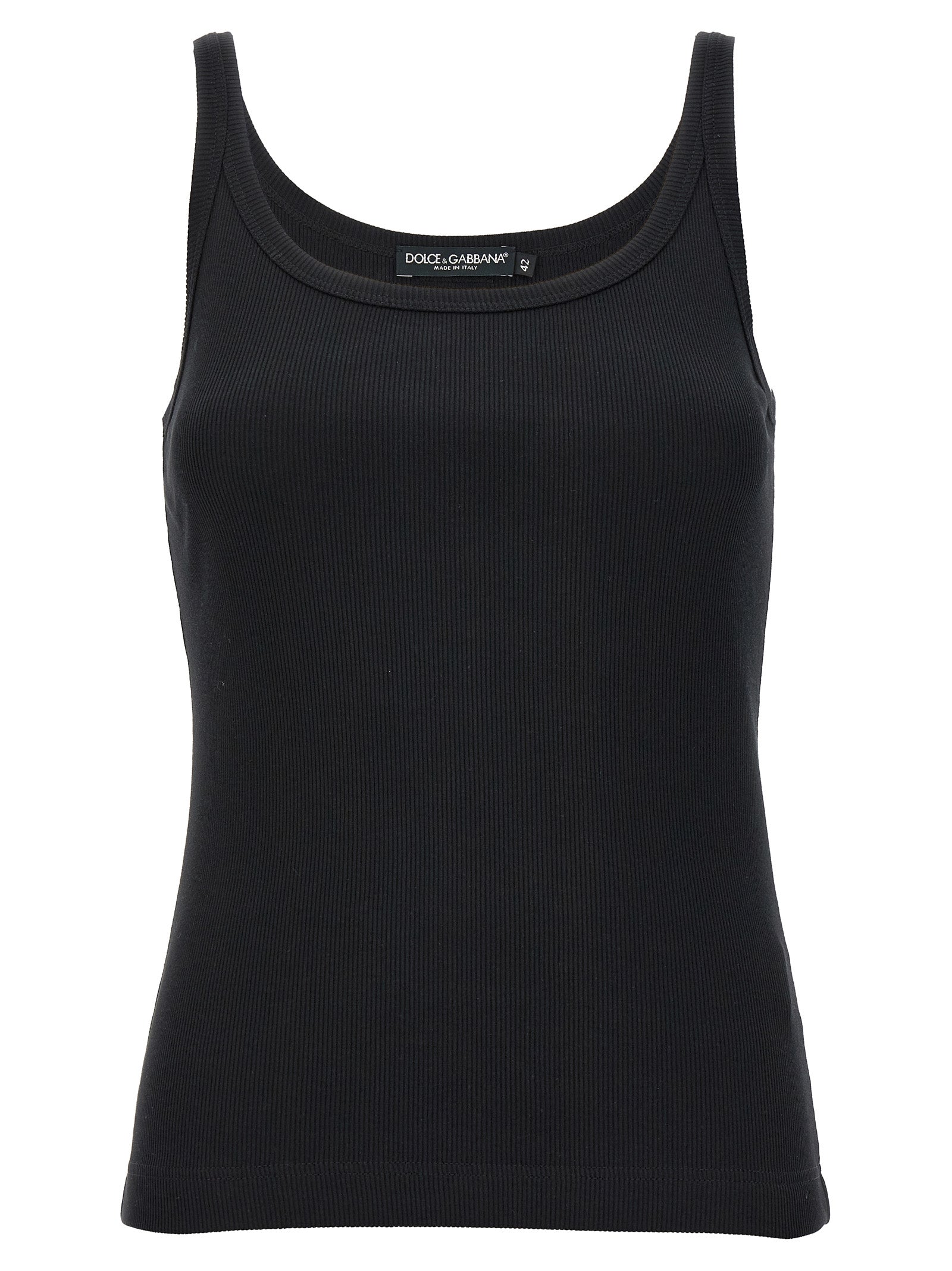 Dolce & Gabbana Black Cotton Tank Tops Dolce & Gabbana