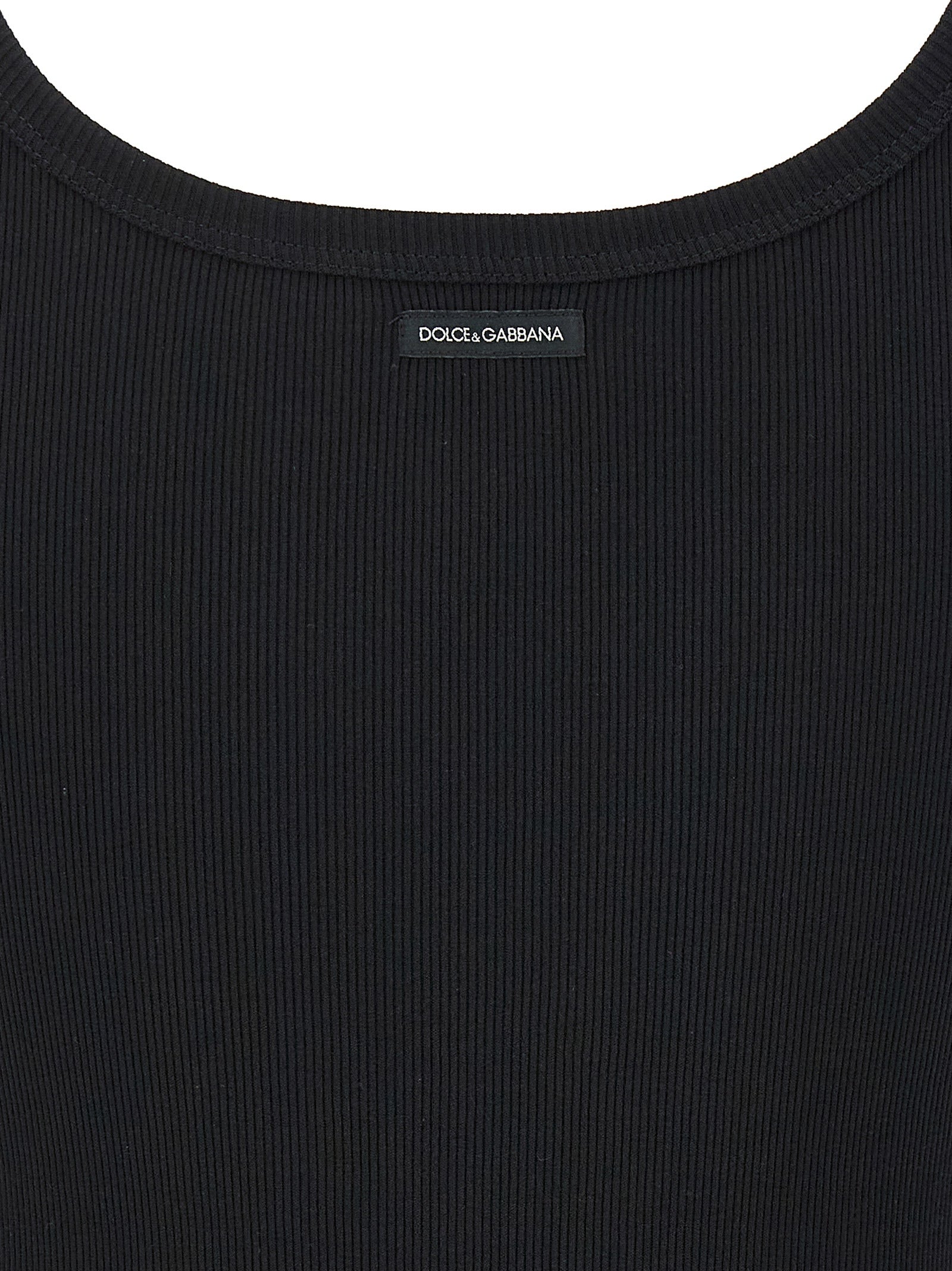 Dolce & Gabbana Black Cotton Tank Tops Dolce & Gabbana