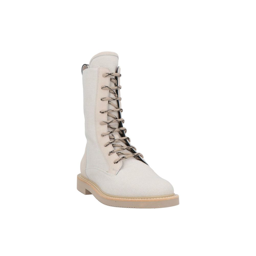 Brunello Cucinelli Beige Cotton Lace-Up Boots Brunello Cucinelli