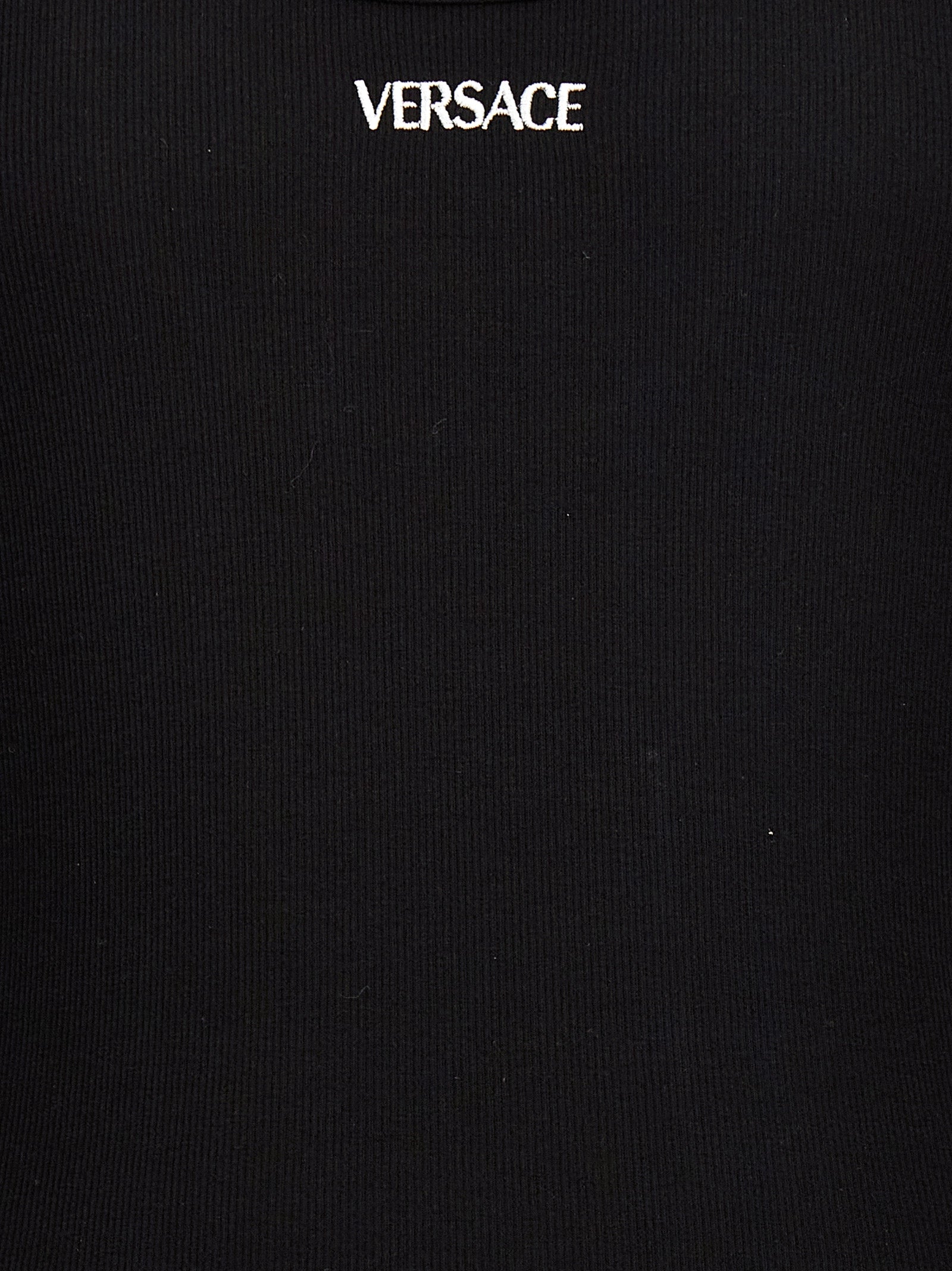 Versace Black Cotton Sleeveles T-Shirt Versace