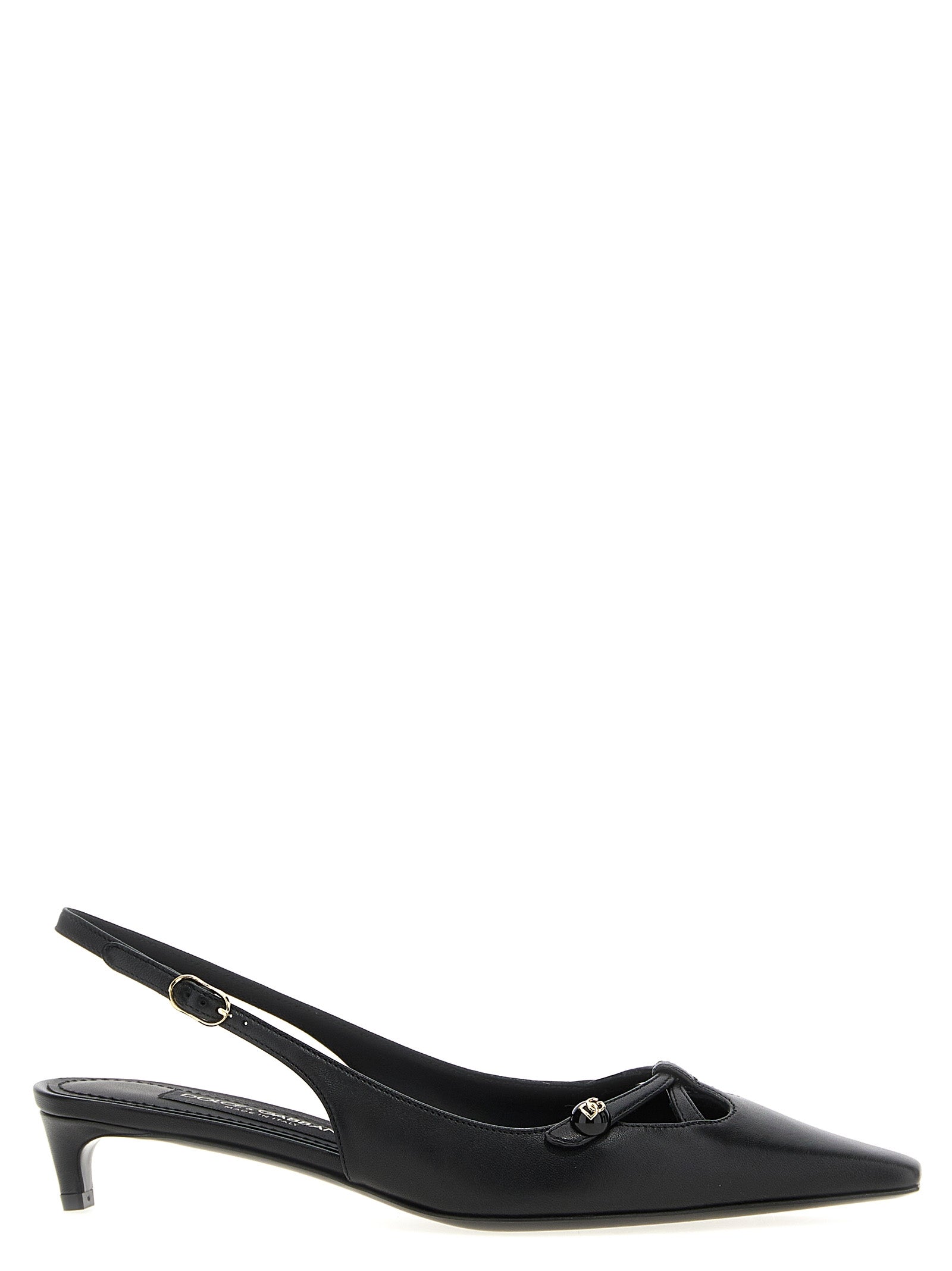 Dolce & Gabbana Black Lamb Leather Mid Heel Pumps Dolce & Gabbana