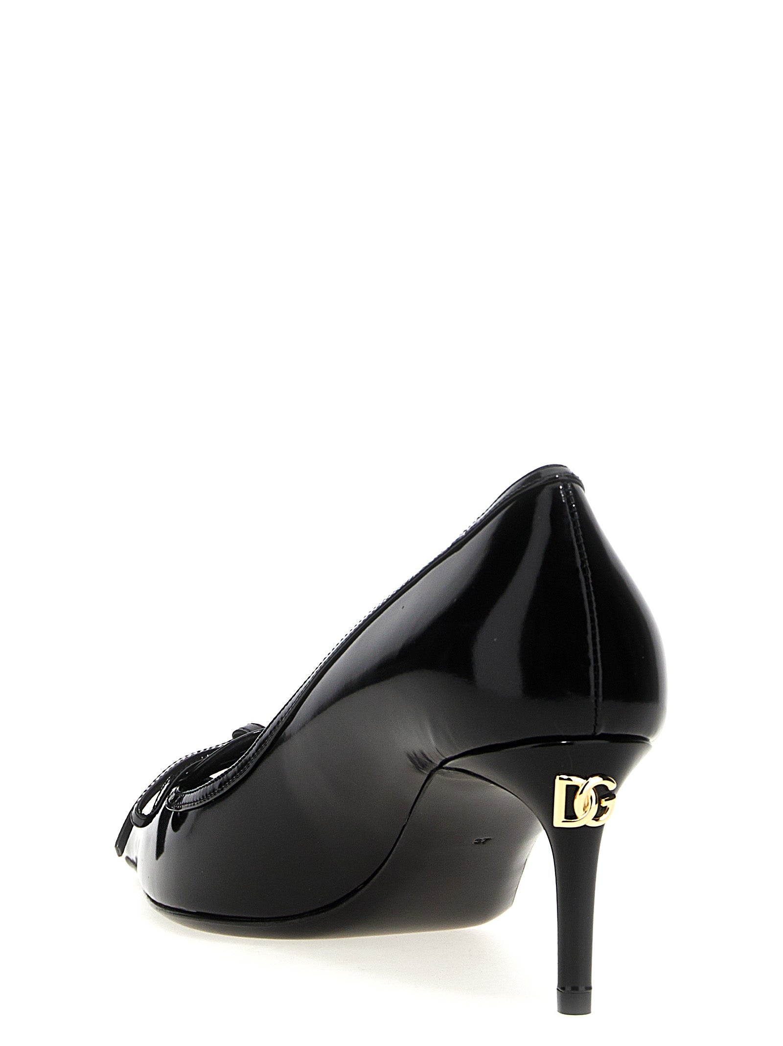 Dolce & Gabbana Black Calfskin Mid Heel Pumps Dolce & Gabbana