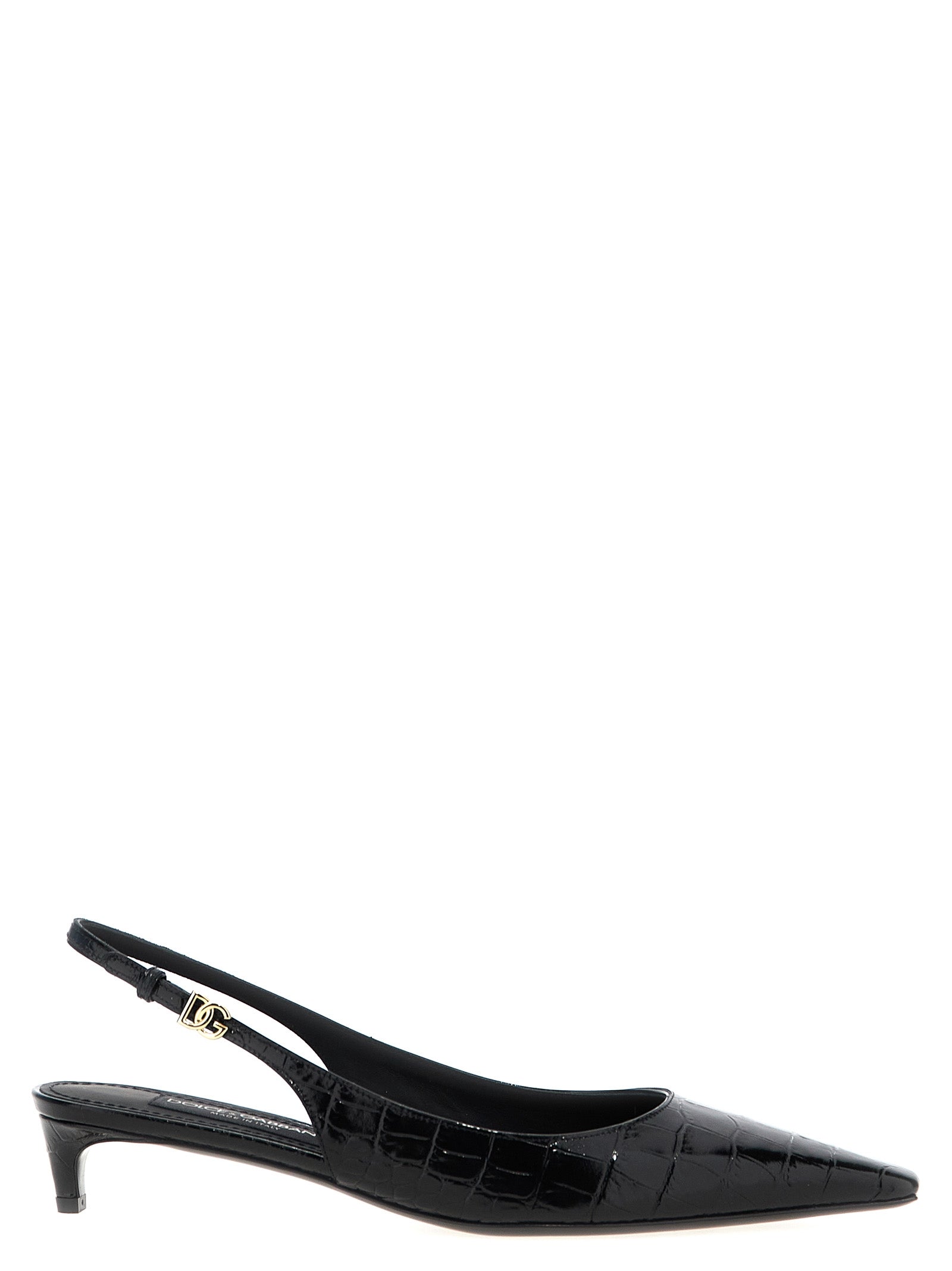 Dolce & Gabbana Black Calfskin Mid Heel Pumps Dolce & Gabbana