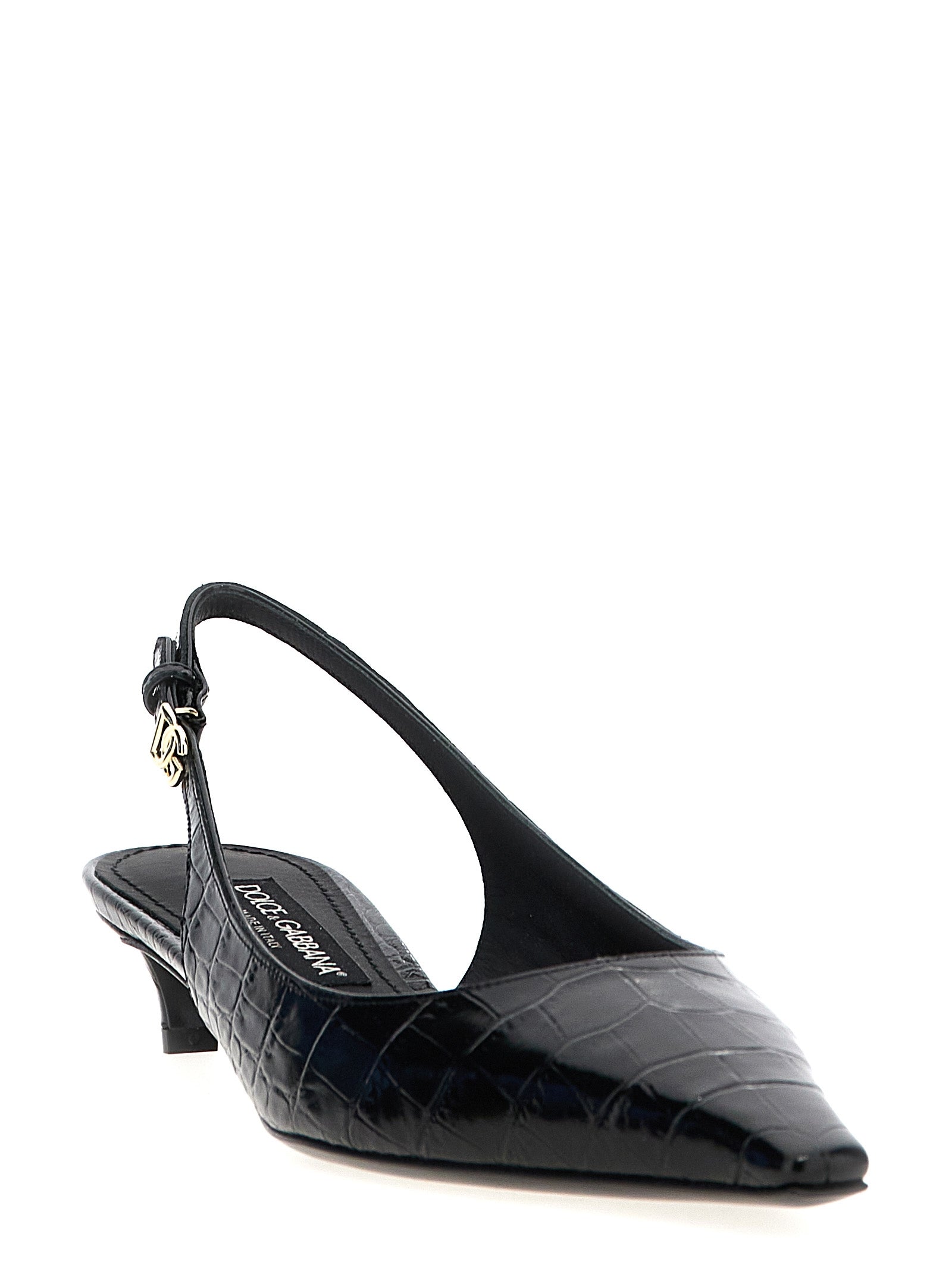 Dolce & Gabbana Black Calfskin Mid Heel Pumps Dolce & Gabbana