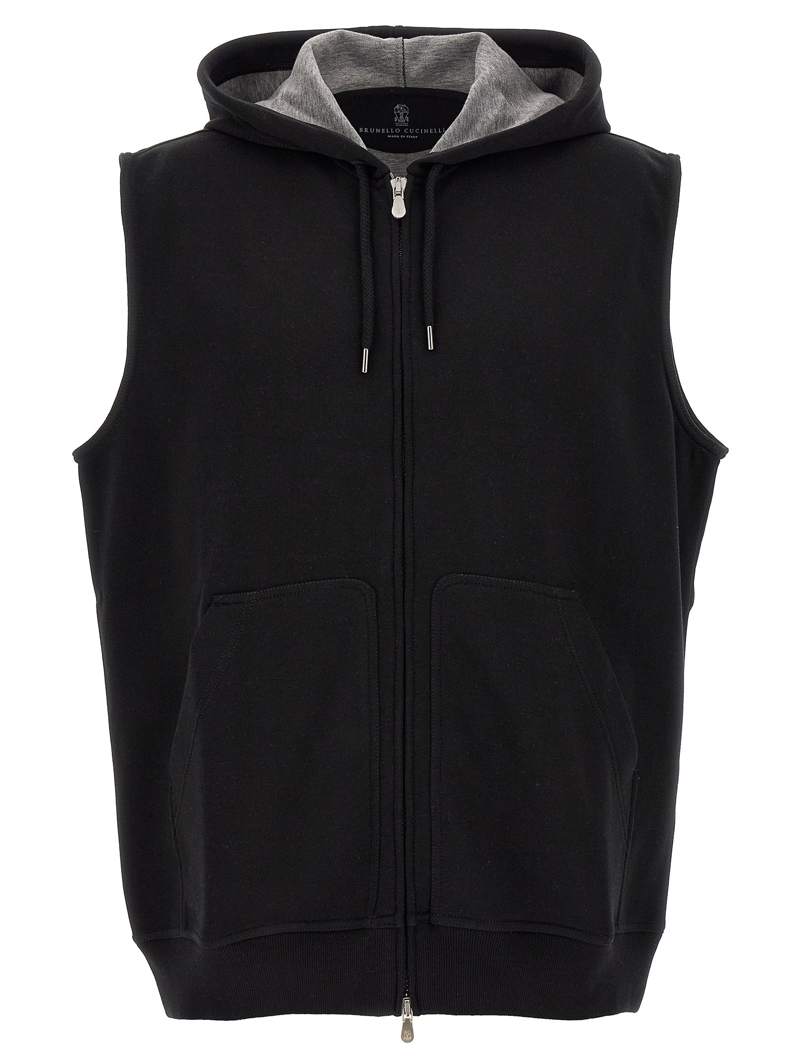 Brunello Cucinelli Black Cotton Sleeveless Jacket Brunello Cucinelli