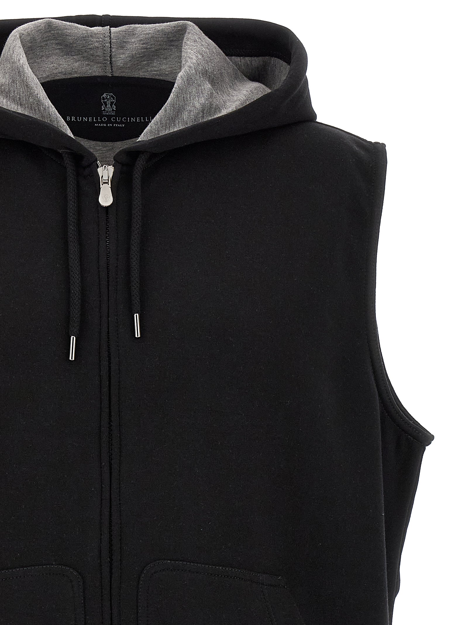 Brunello Cucinelli Black Cotton Sleeveless Jacket Brunello Cucinelli