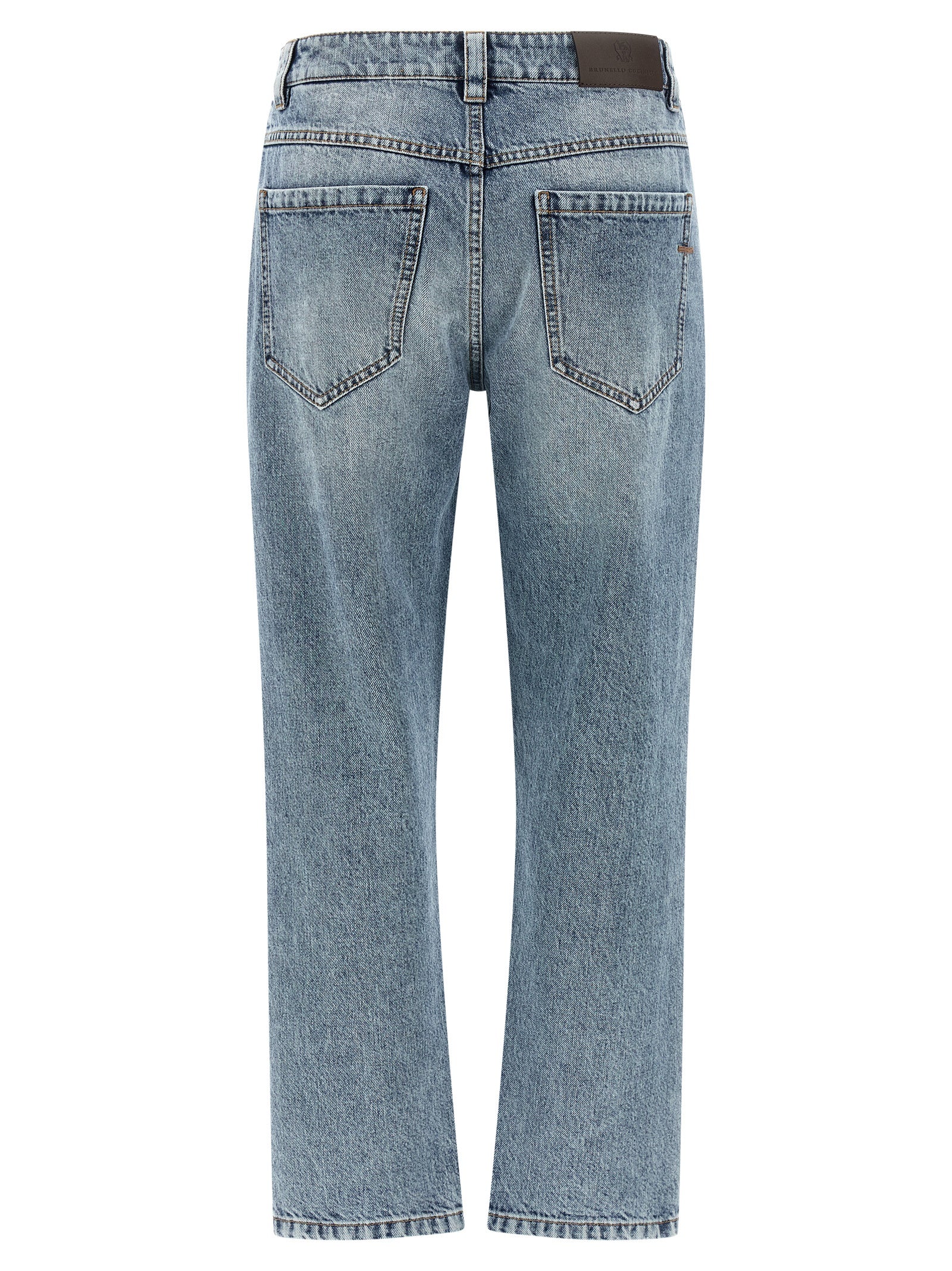 Brunello Cucinelli Blue Cotton Straight-Leg Jeans