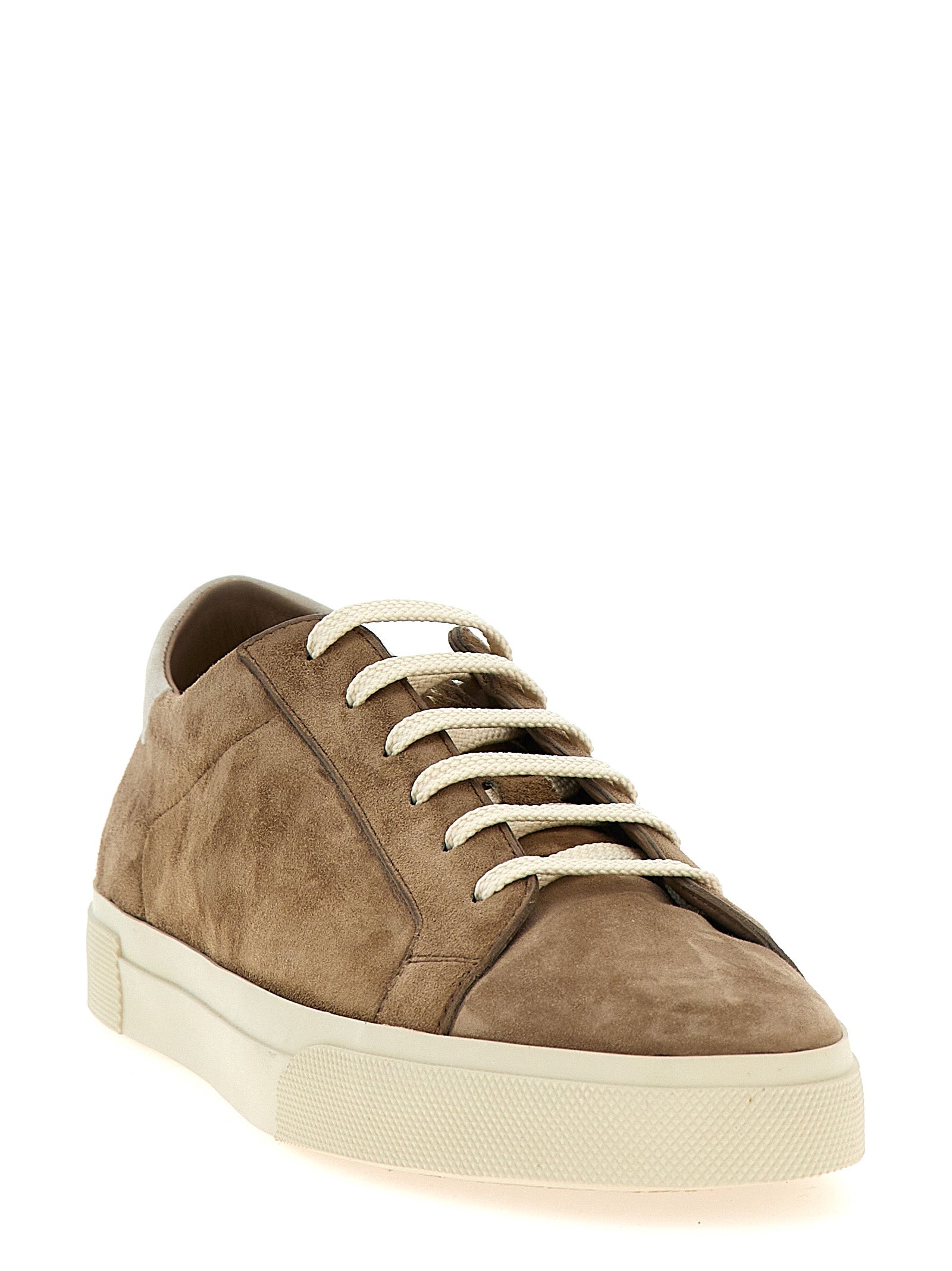 Brunello Cucinelli Beige Calfskin Low Top Sneakers Brunello Cucinelli