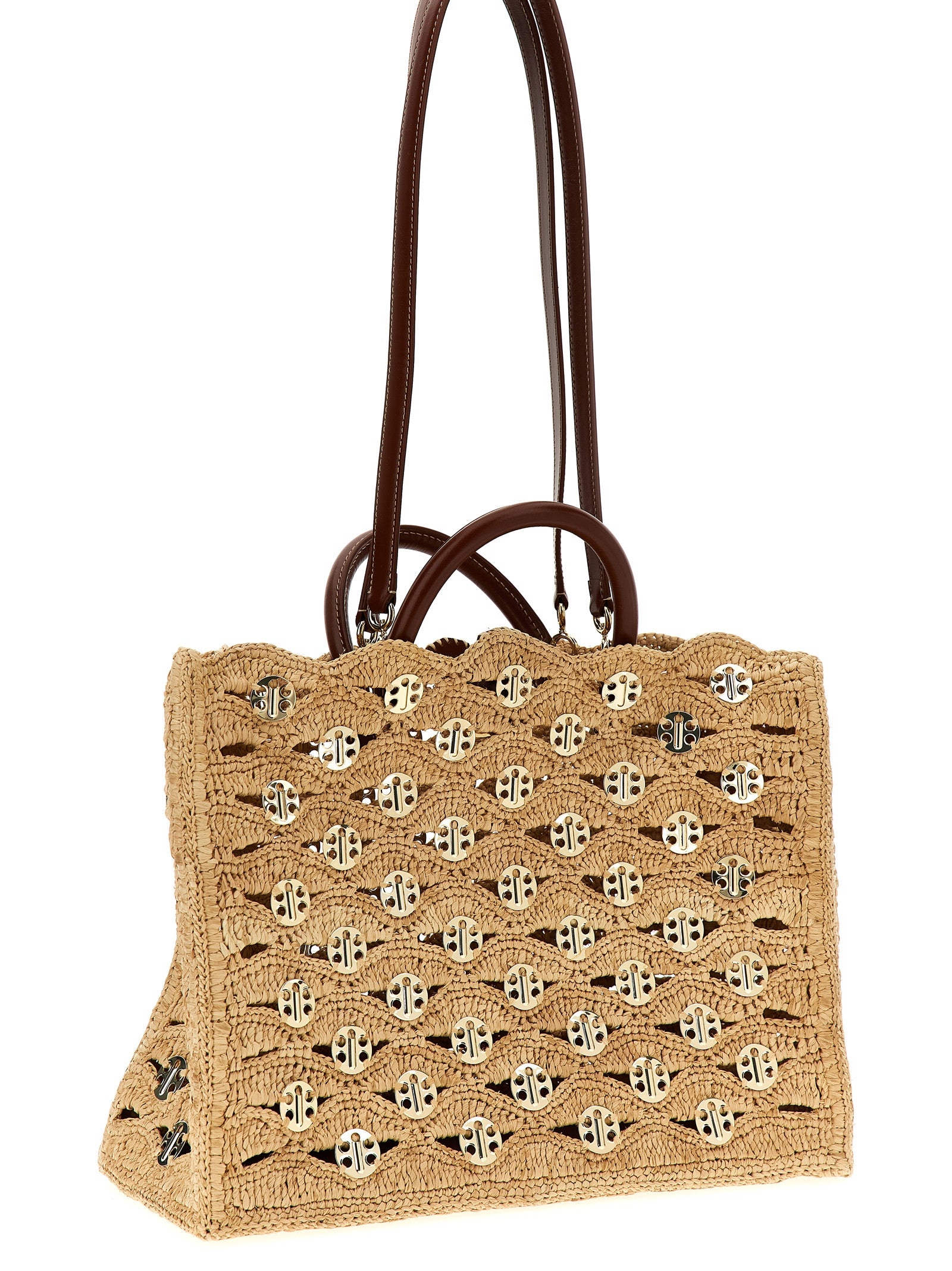 Paco Rabanne Beige Raffia Handbag Paco Rabanne