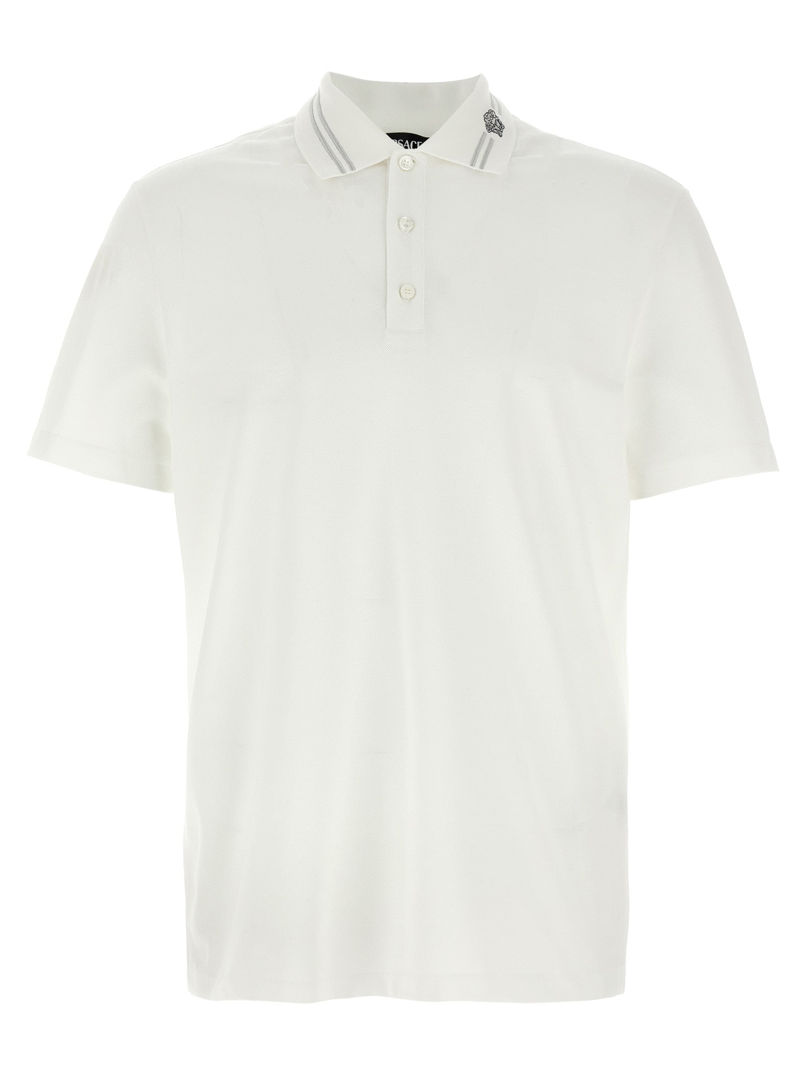 Versace White Cotton Polo Shirt Versace
