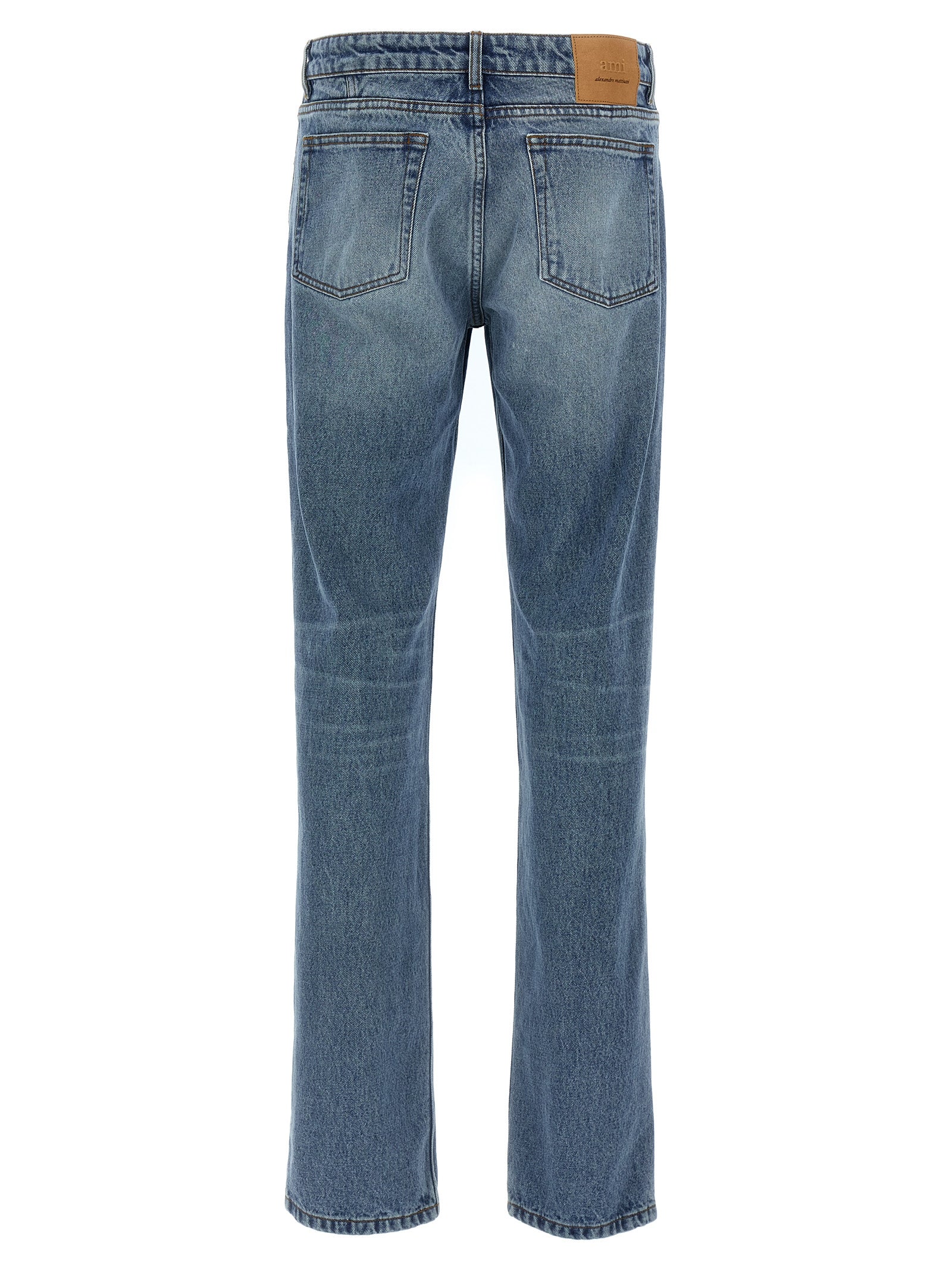Ami Paris Blue Cotton Straight-Leg Jeans Ami Paris