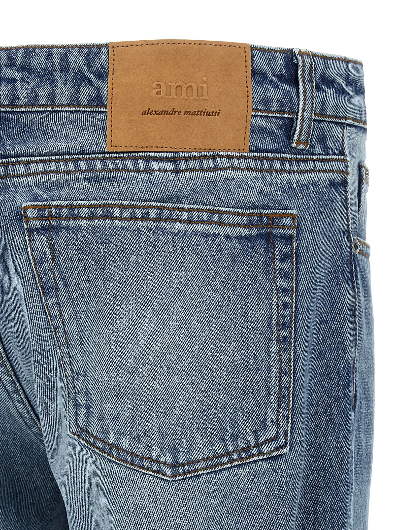 Ami Paris Blue Cotton Straight-Leg Jeans Ami Paris